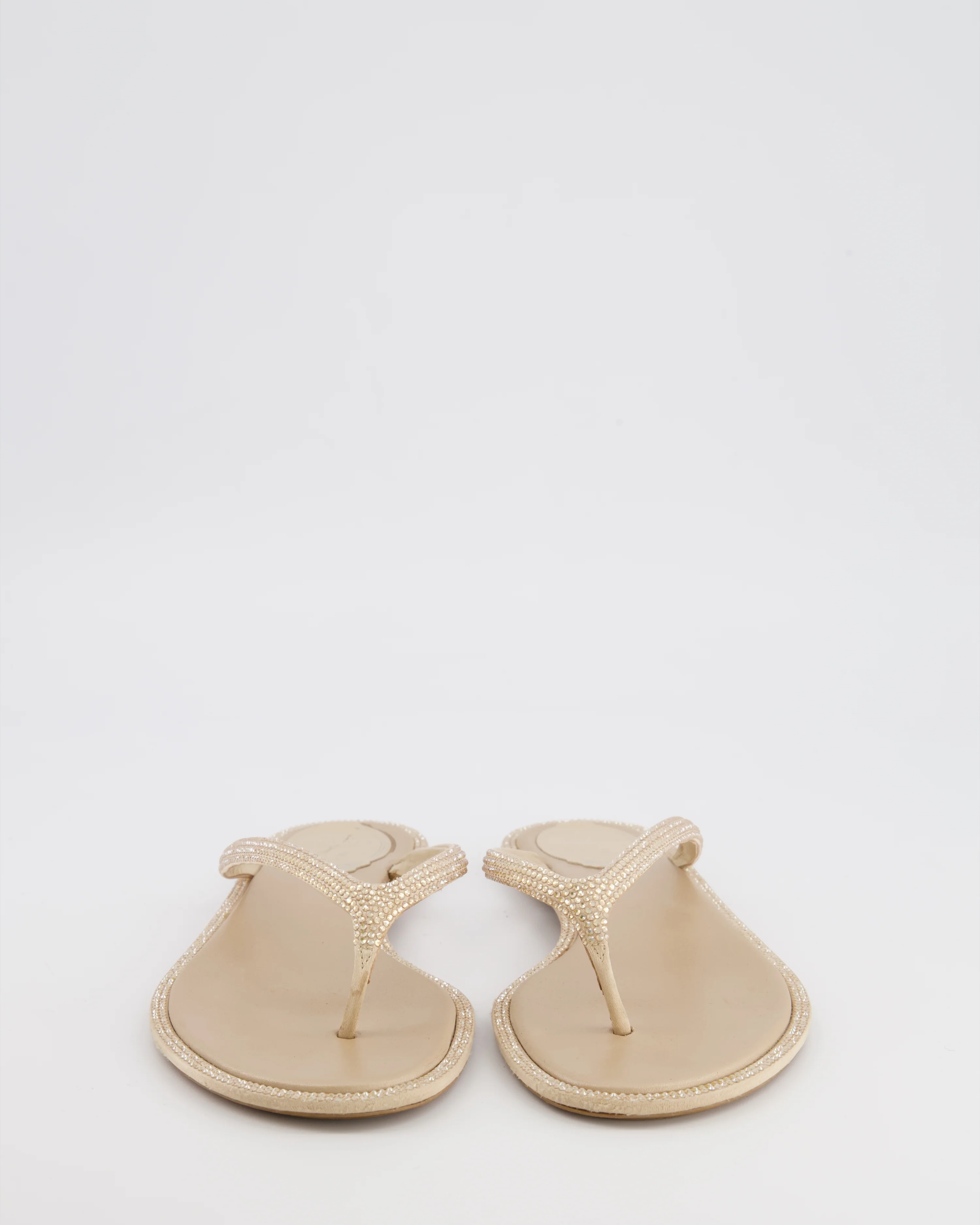 Rene Caovilla Beige Crystal Embellished Diana Thong Sandals Size EU 37.5 RRP £1,030 - Image 4