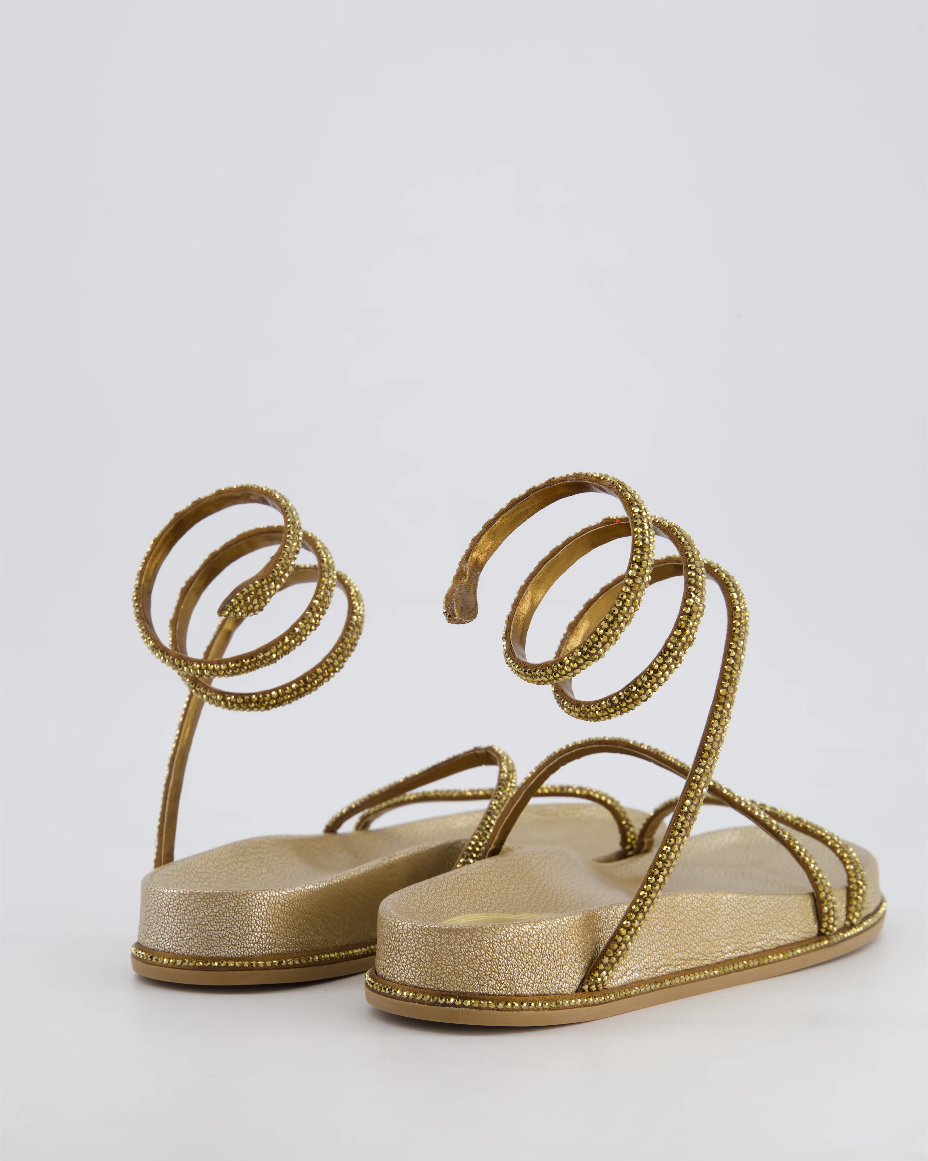 Rene Caovilla Gold Crystal Embellished Sandal with Ankle Strap Size EU 36.5 - Image 3