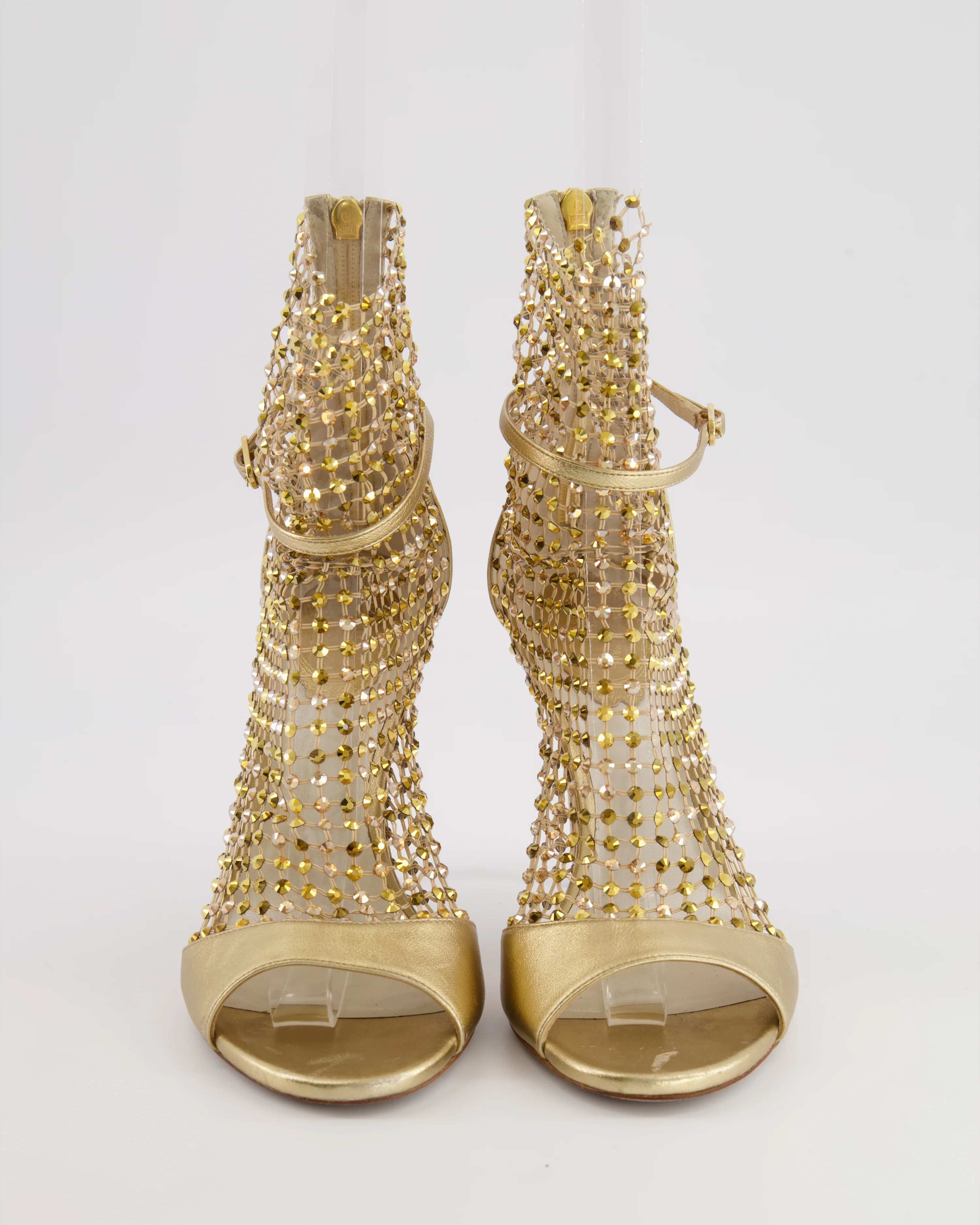 Rene Caovilla Metallic Gold Crystal Embellished Galaxia Heeled Sandals Size EU 38 RRP £1,410 - Image 4
