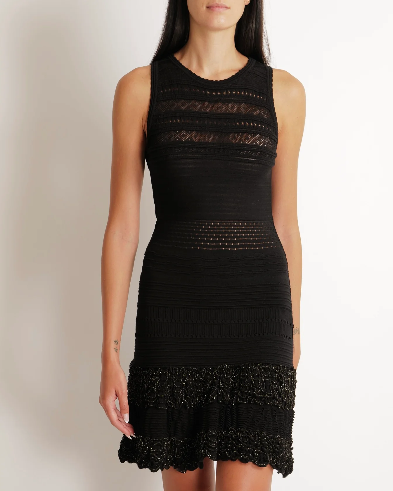 Roberto Cavalli Black Mini Dress with Gold Thread Detailing Size IT 42 (UK 10) - Image 2