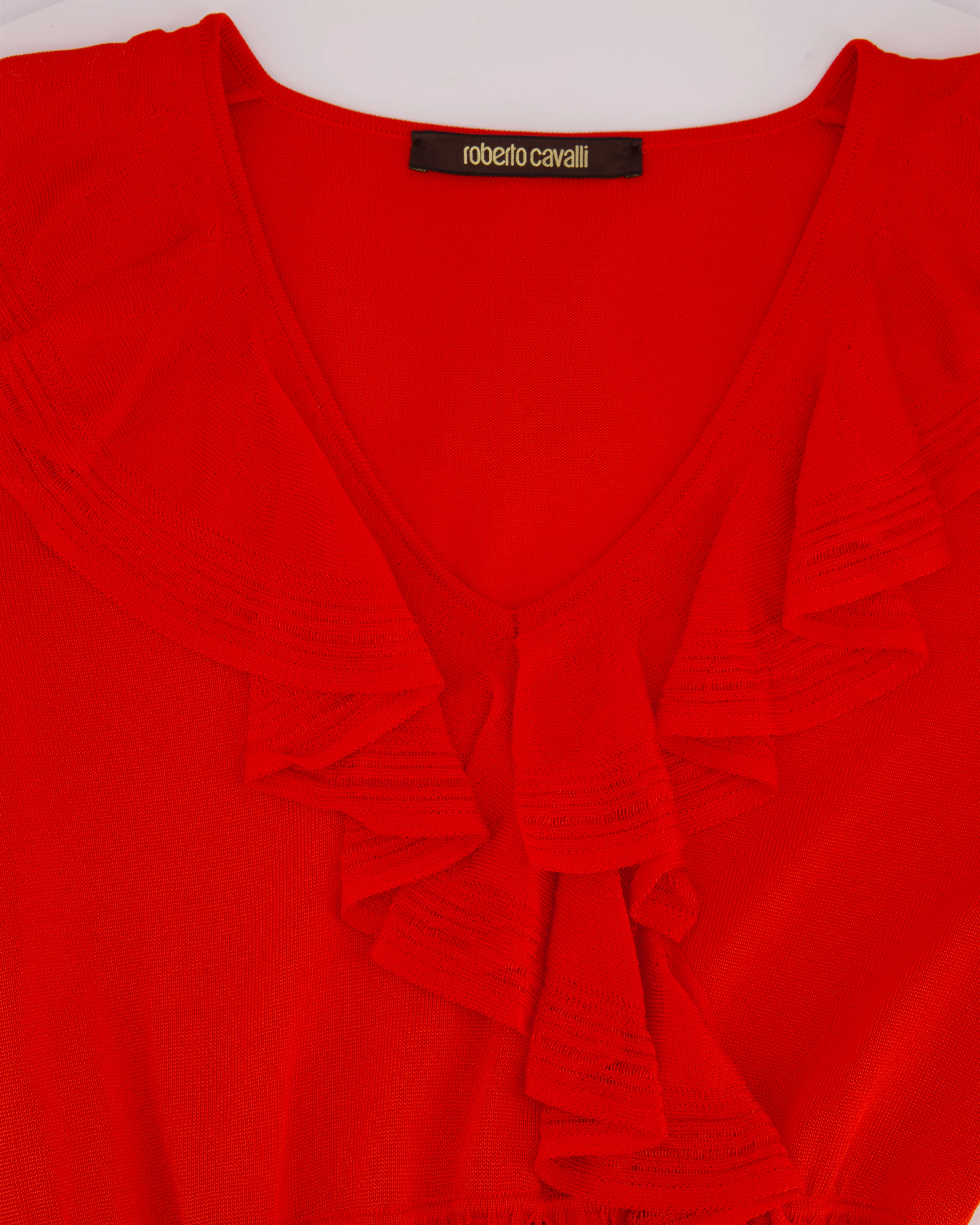 Roberto Cavalli Red Long Sleeve Ruched Midi Dress Size IT 38 (UK 6) - Image 3