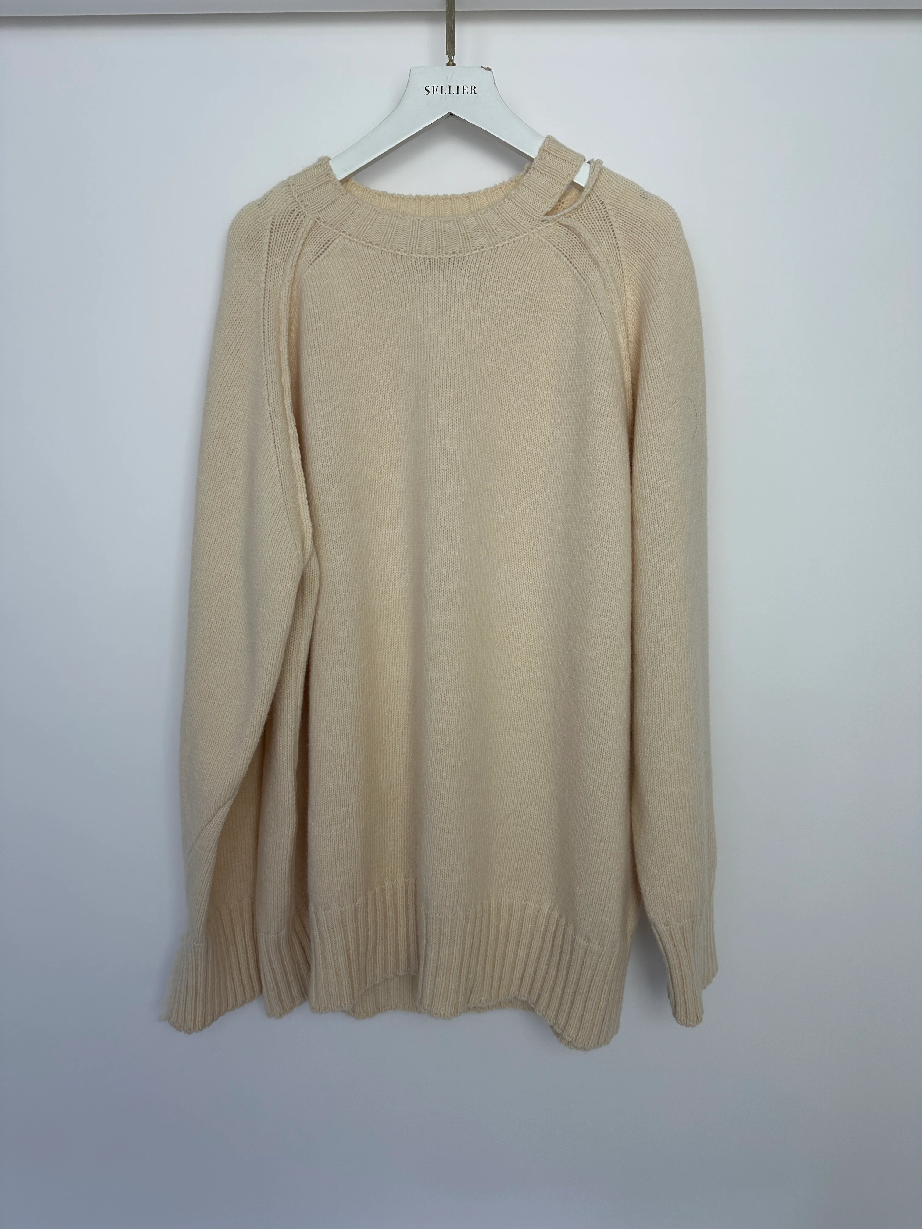 Rohe Cream Merino Wool & Cashmere Jumper with Cutout Detail Size 38 (UK 6) - Image 4