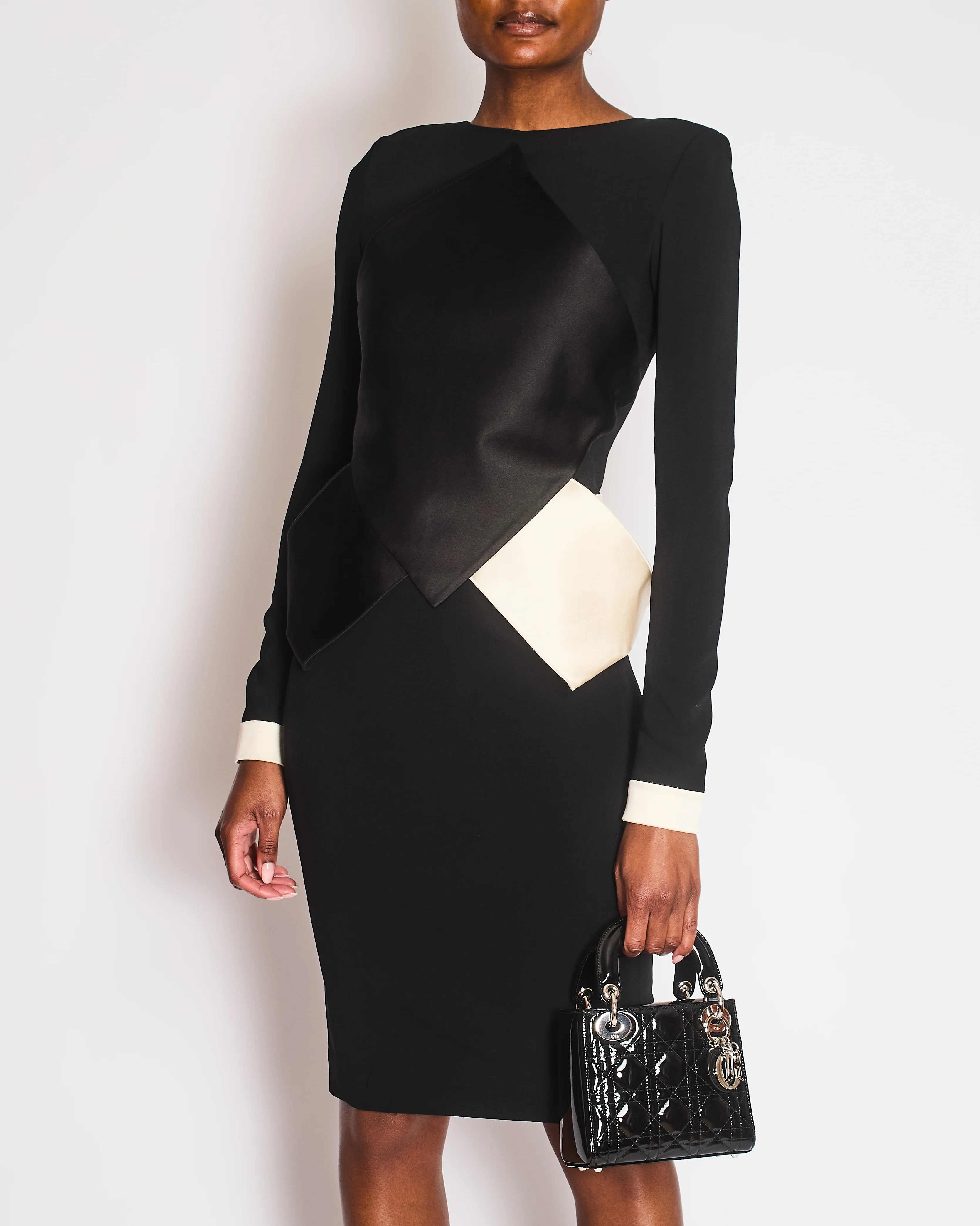 Roland Mouret Black Long Sleeve Midi Dress with Panel Detail Size FR 36 (UK 8) - Image 3