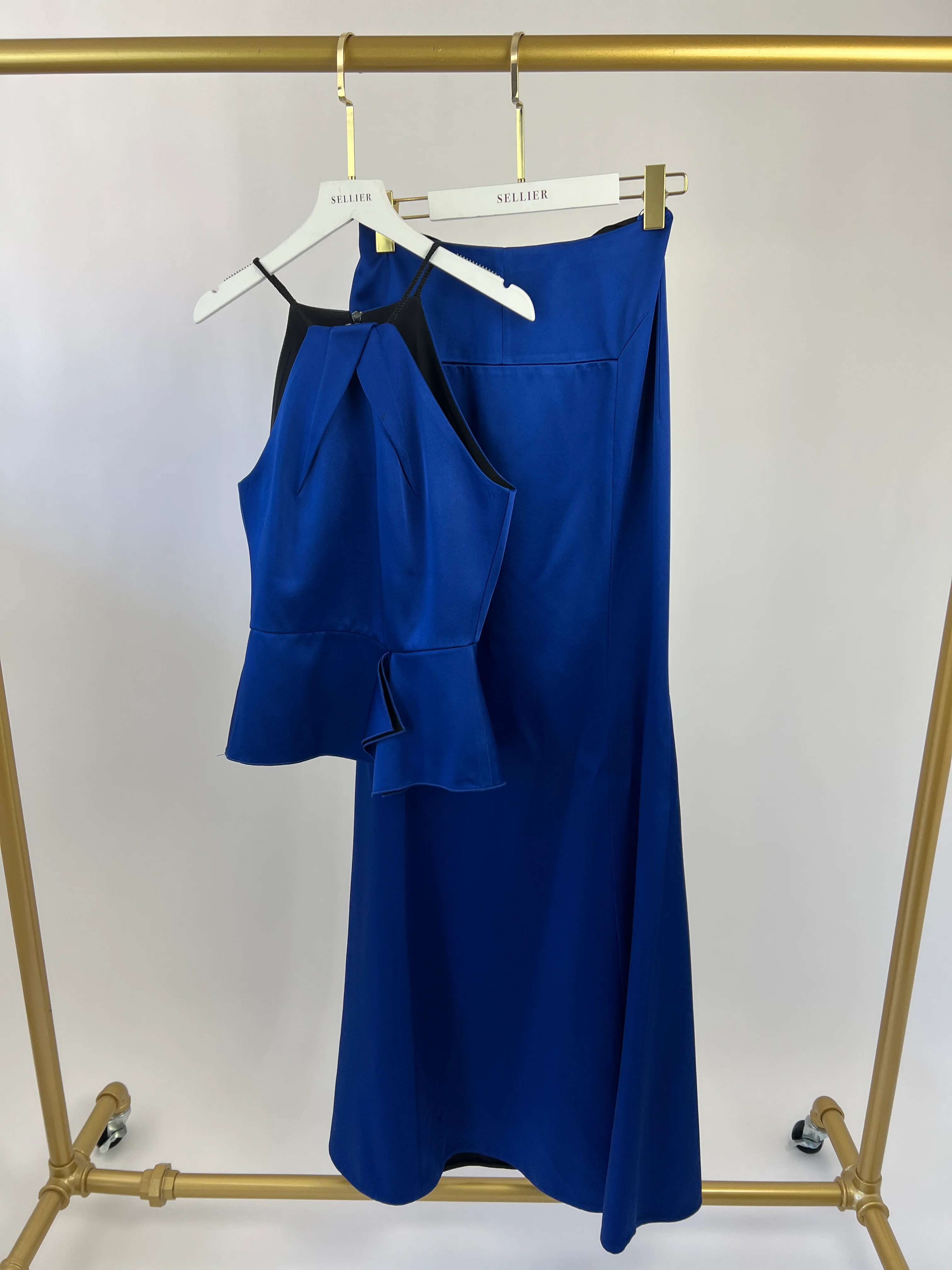 Roland Mouret Electric Blue Gown Long Dress with Vest Zip Top Size UK 8 - Image 8