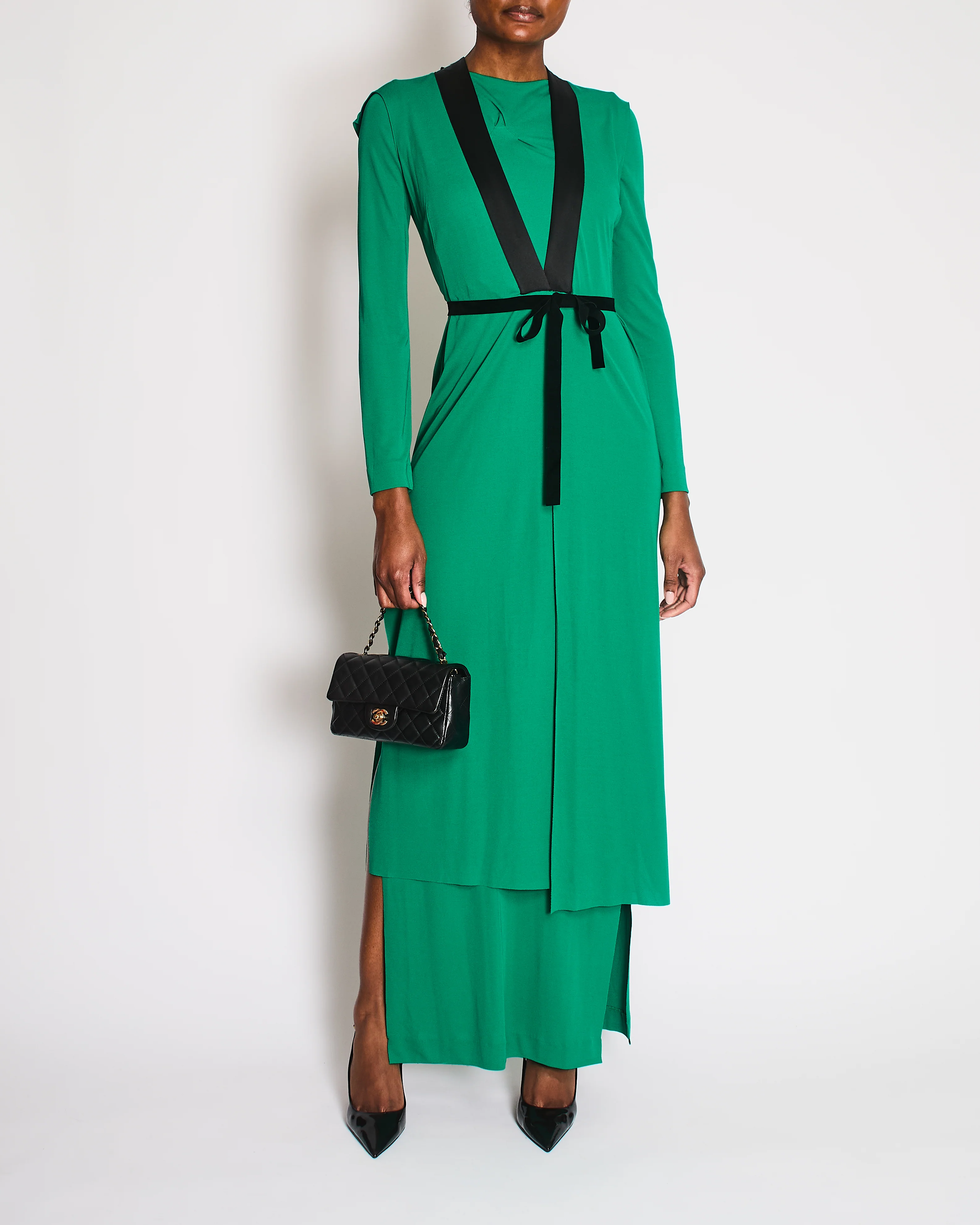 Roland Mouret Green Long Sleeve Maxi Dress with Matching Vest Size FR 34 (UK 6)