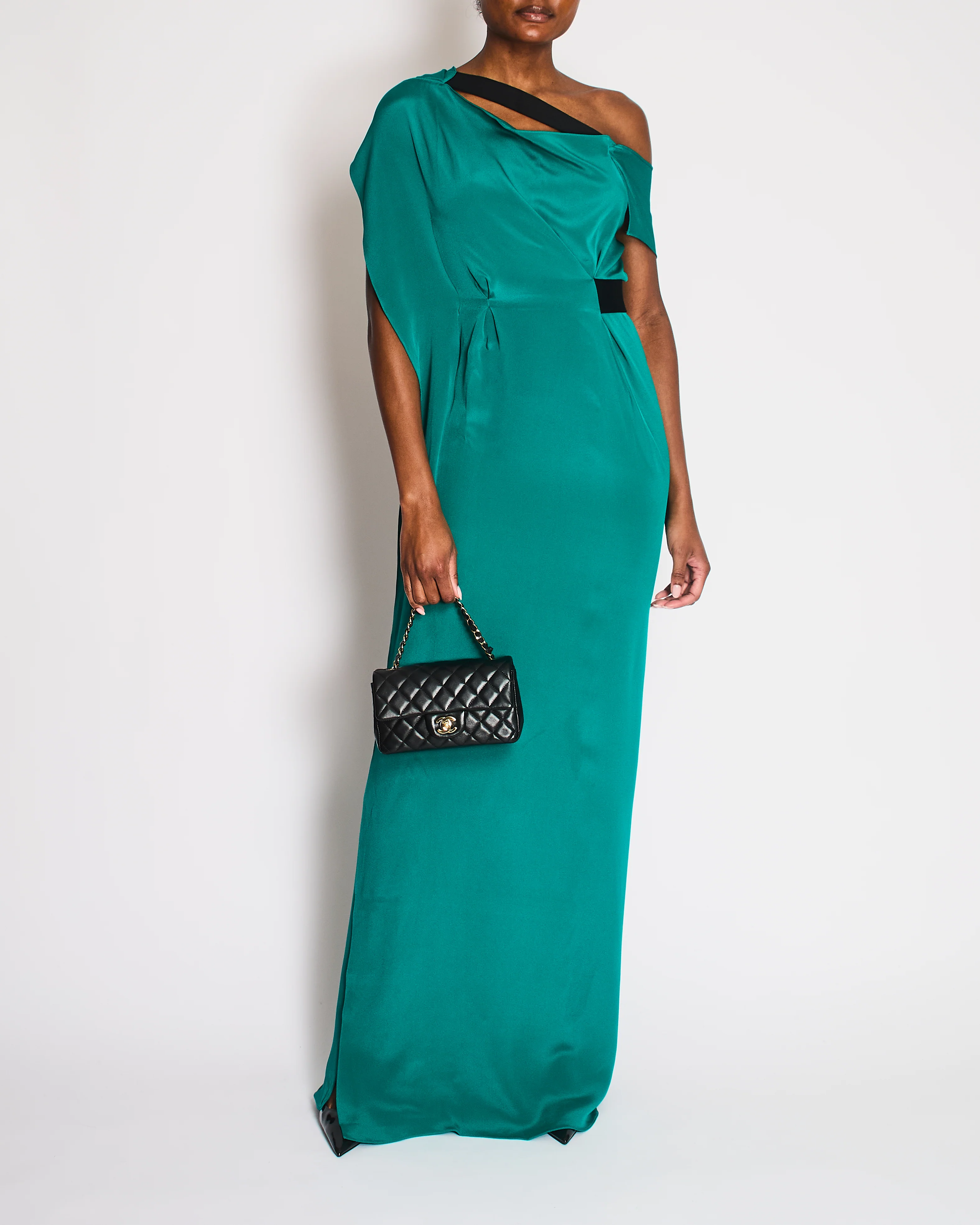 Roland Mouret Green One-Shoulder Maxi Dress with Band Detail Size FR 36 (UK 8)