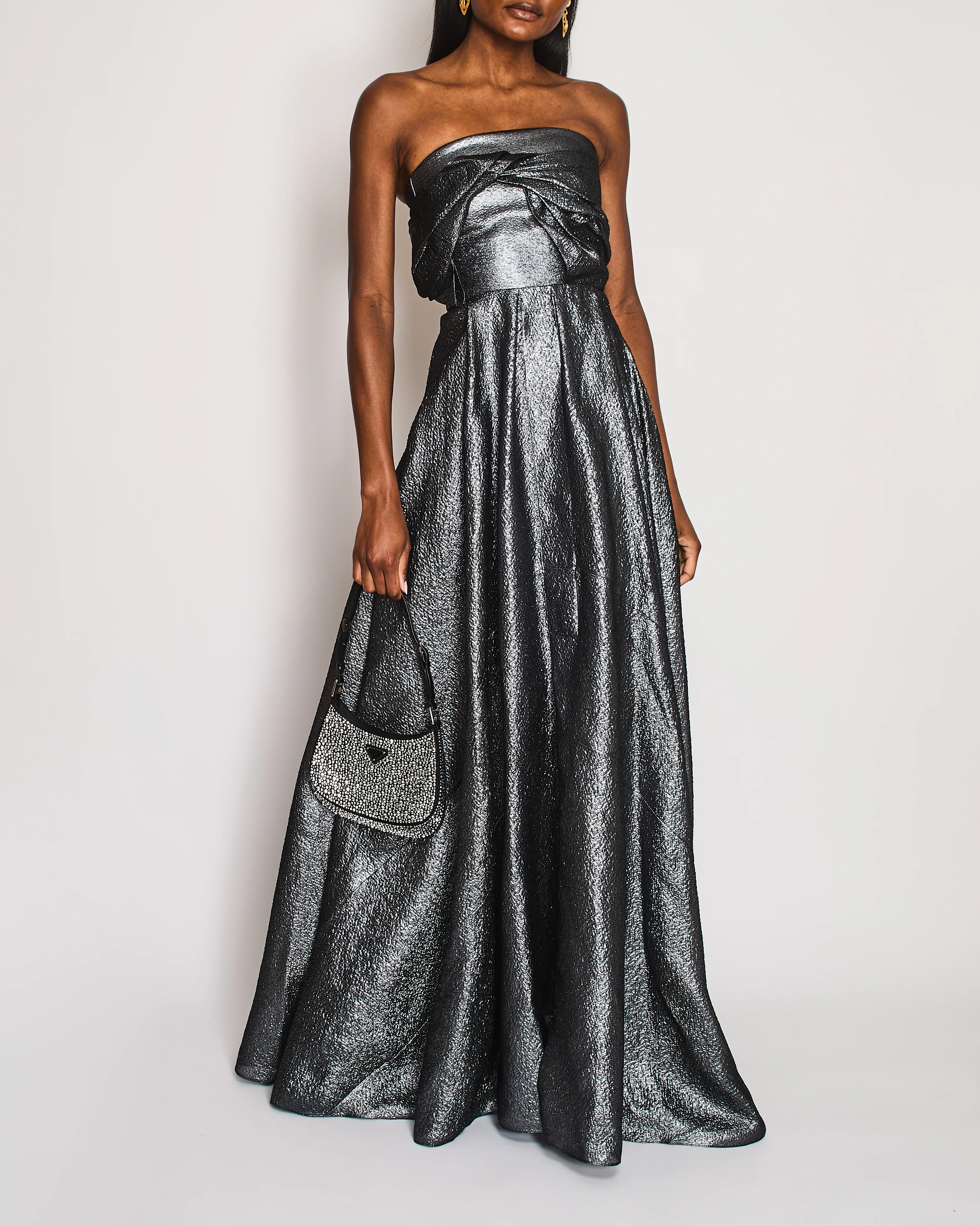 Roland Mouret Silver Sleeveless Bustier Maxi Gown Size FR 34 (UK 6)