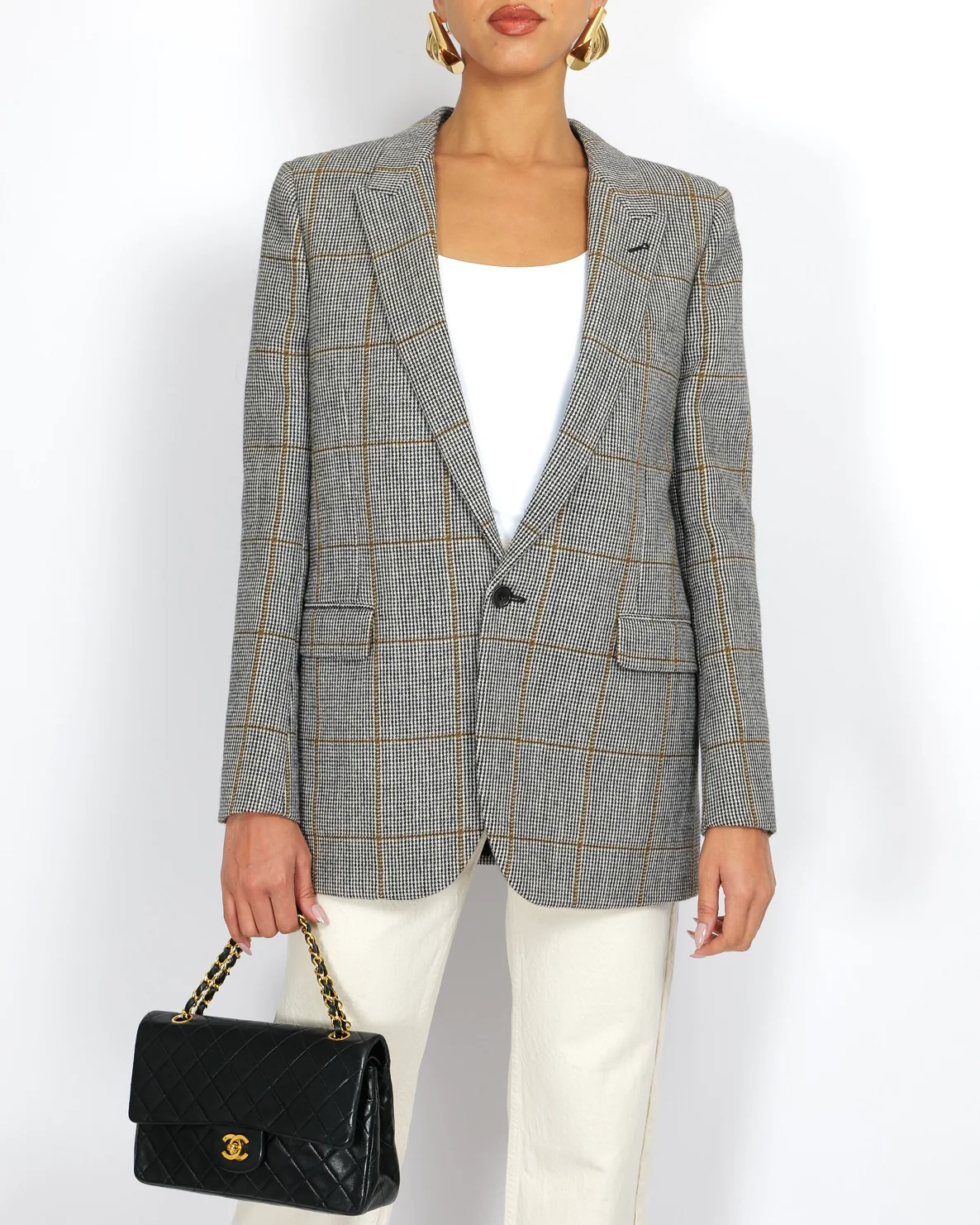 Saint Laurent Black and White Houndstooth Blazer Jacket Size FR 40 (UK 12) - Image 2
