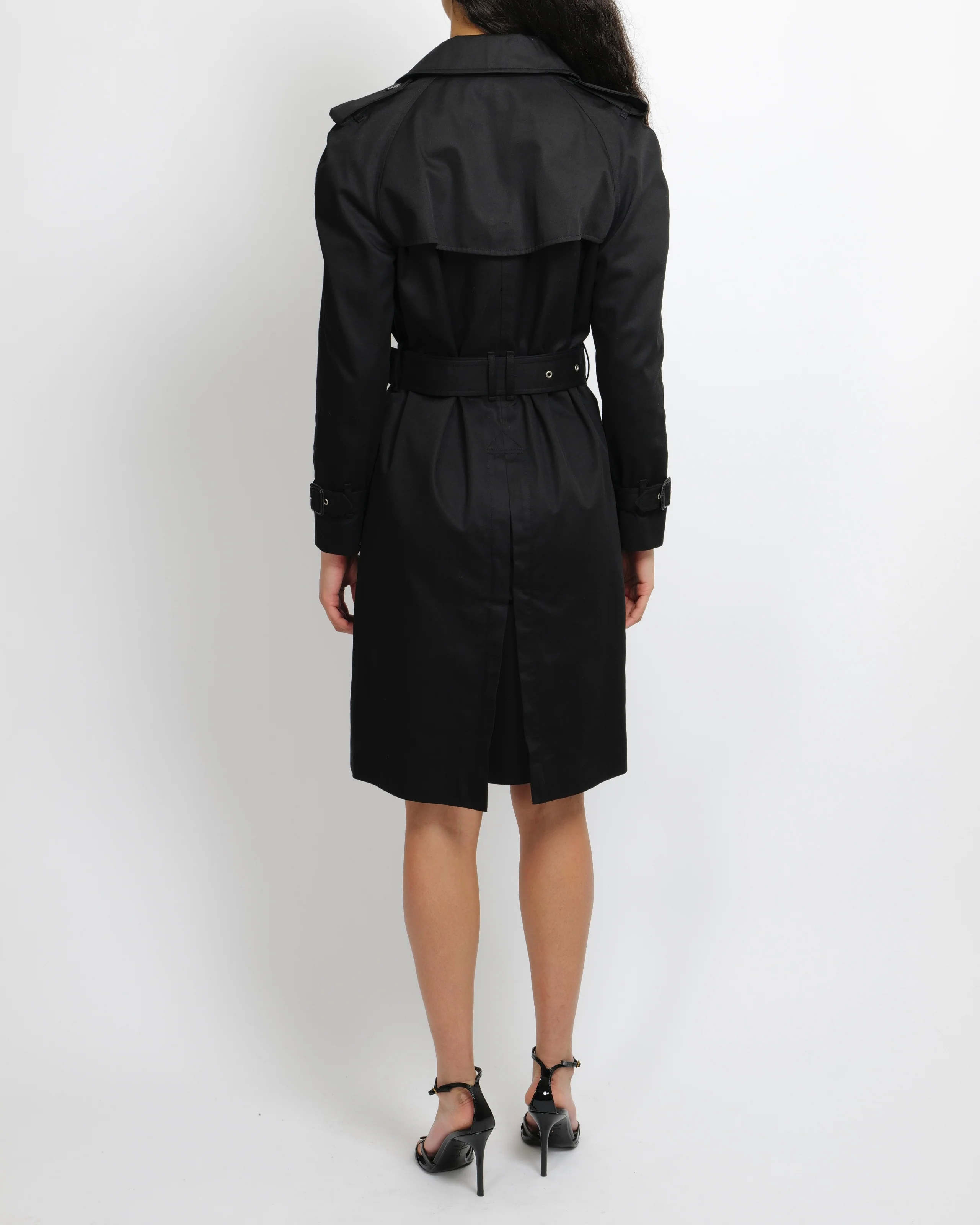 Saint Laurent Black Belted Trench Coat with Buckle Details Size FR 42 (UK 14) - Image 3