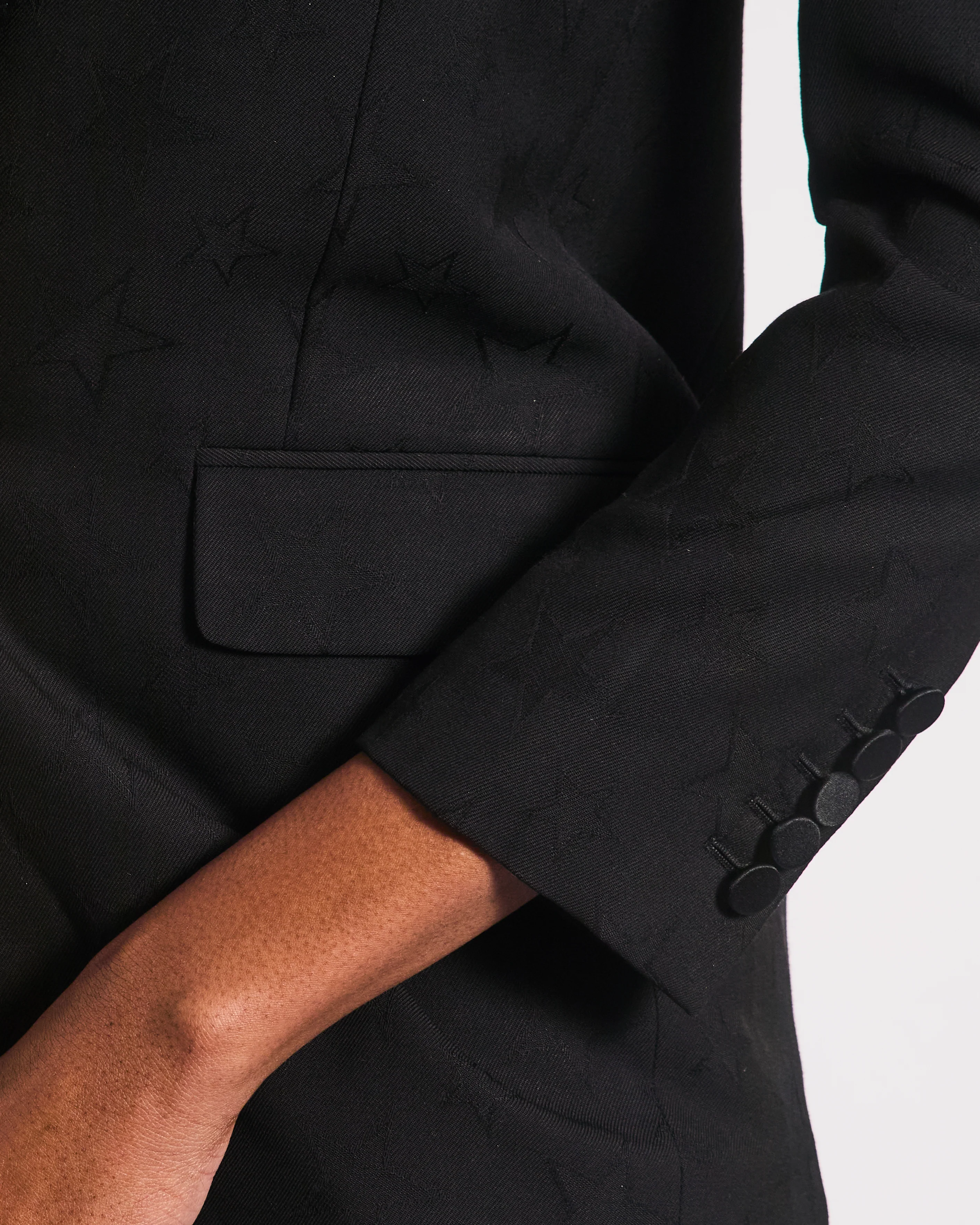 Saint Laurent Black Blazer with Stars and Stitching Detail Size FR 34 (UK 6) - Image 3