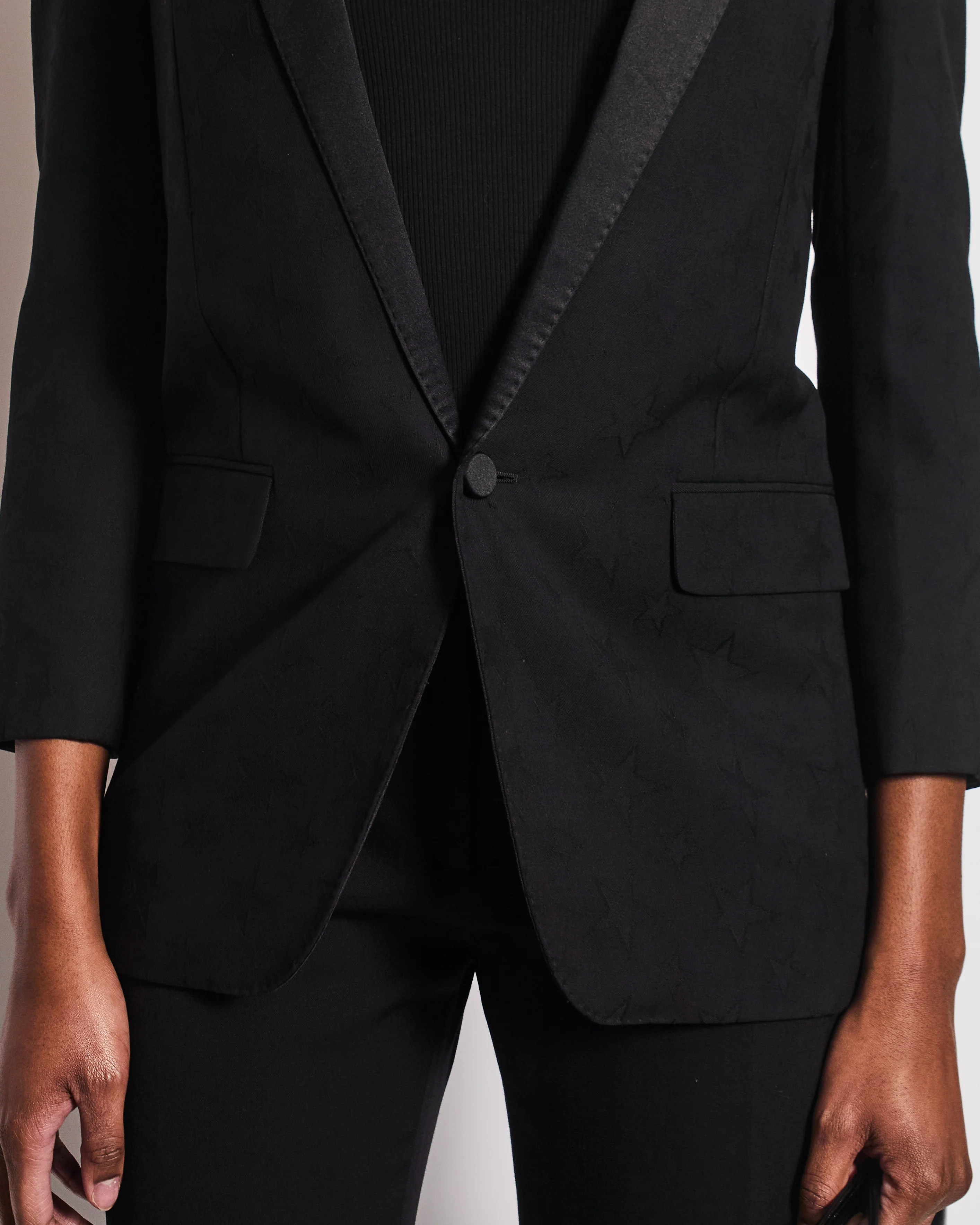 Saint Laurent Black Blazer with Stars and Stitching Detail Size FR 34 (UK 6) - Image 4