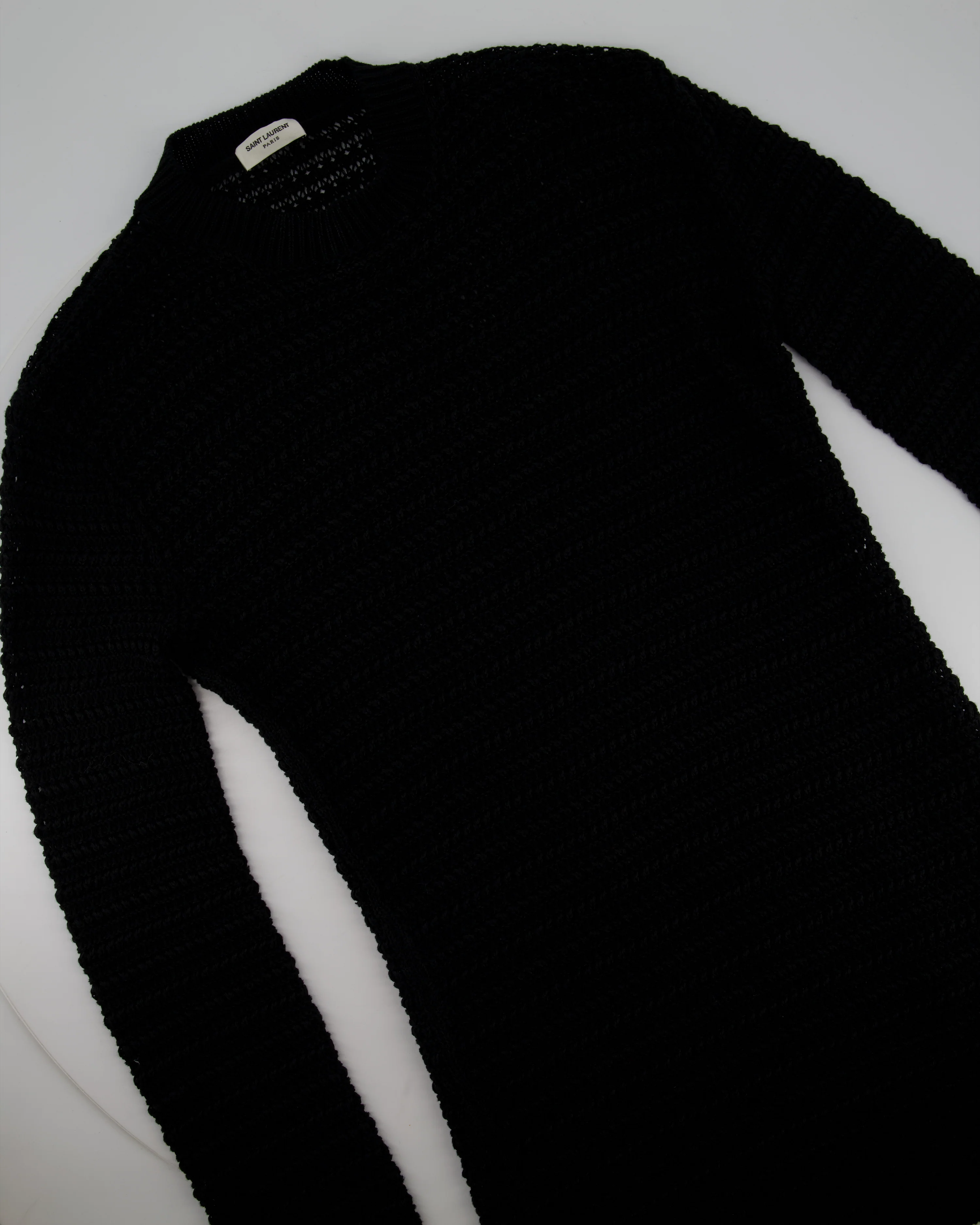 Saint Laurent Black Sheer Knitted Long-Sleeve Jumper Size S (UK 8) - Image 3