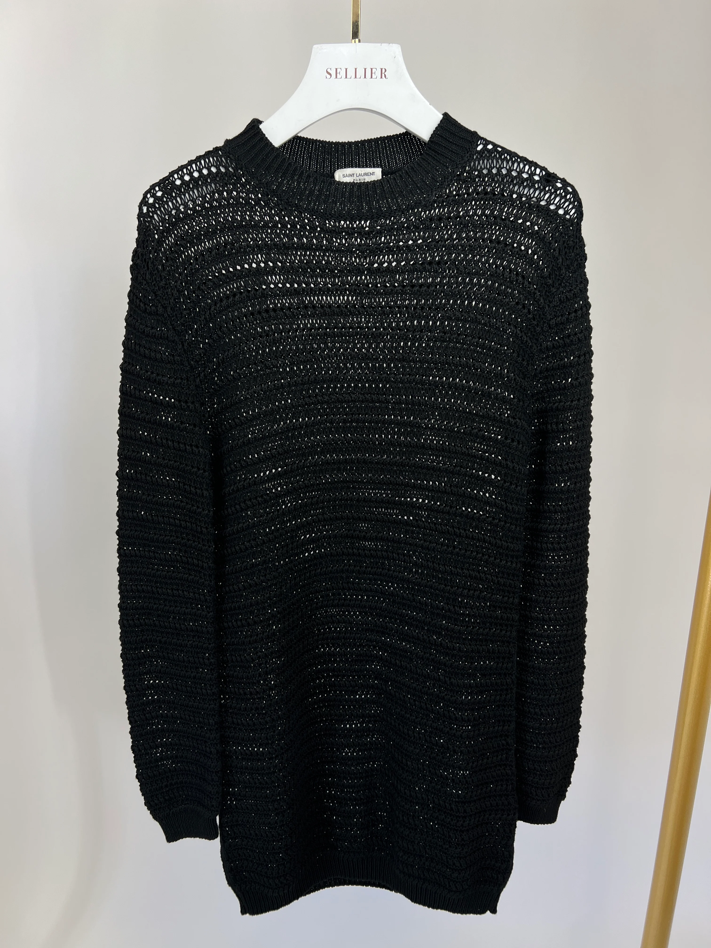 Saint Laurent Black Sheer Knitted Long-Sleeve Jumper Size S (UK 8) - Image 4