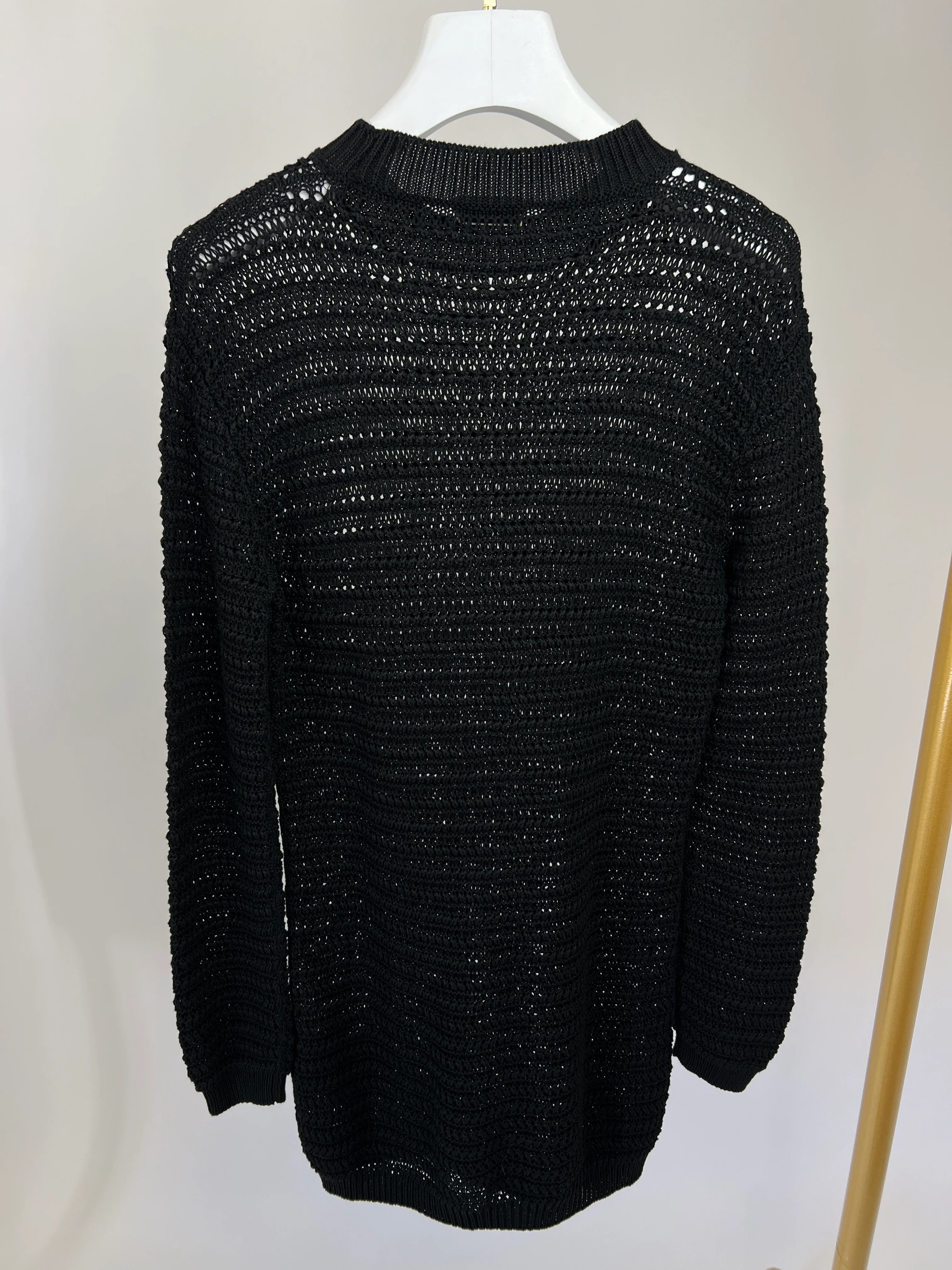 Saint Laurent Black Sheer Knitted Long-Sleeve Jumper Size S (UK 8) - Image 5