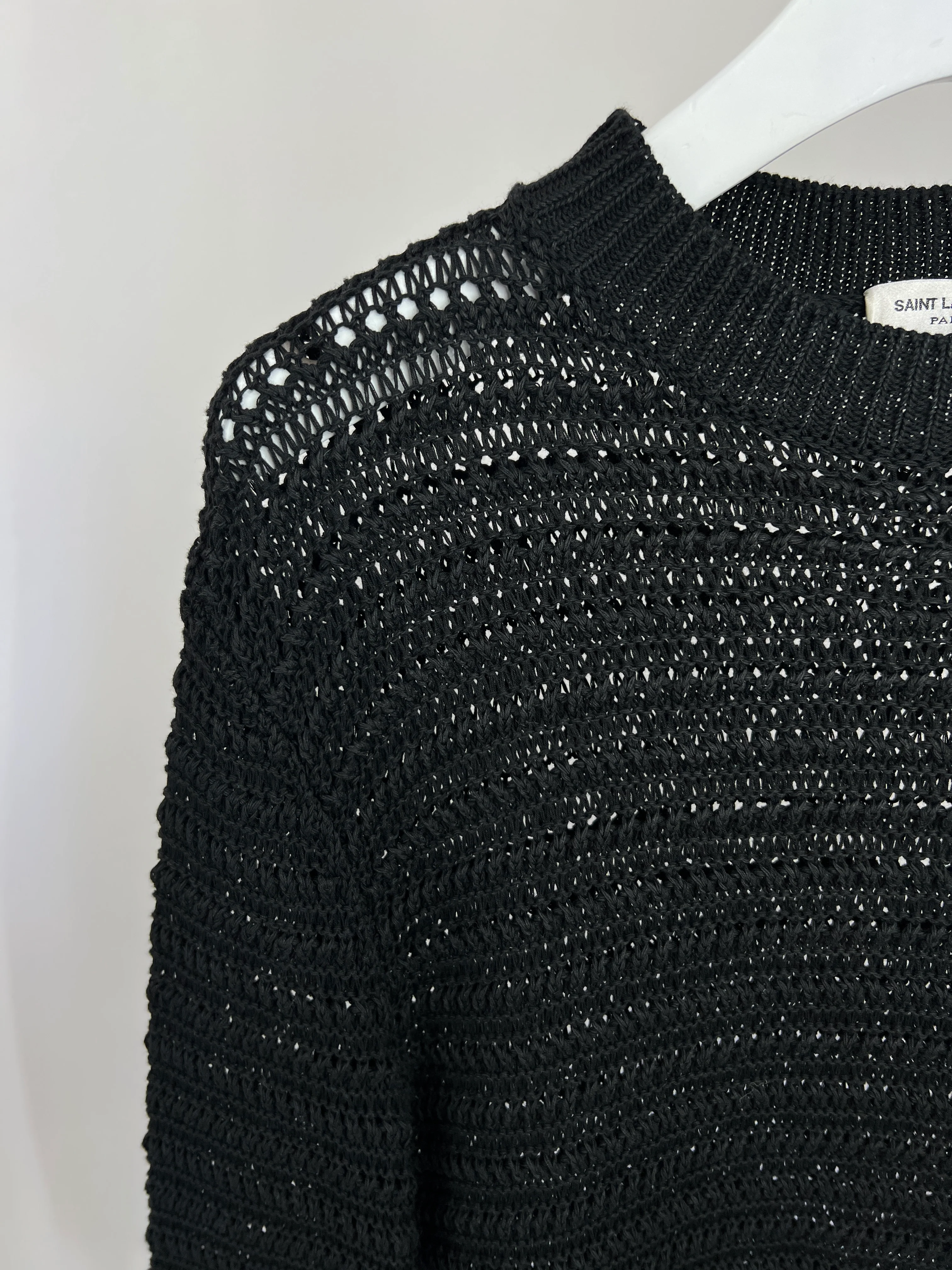 Saint Laurent Black Sheer Knitted Long-Sleeve Jumper Size S (UK 8) - Image 6