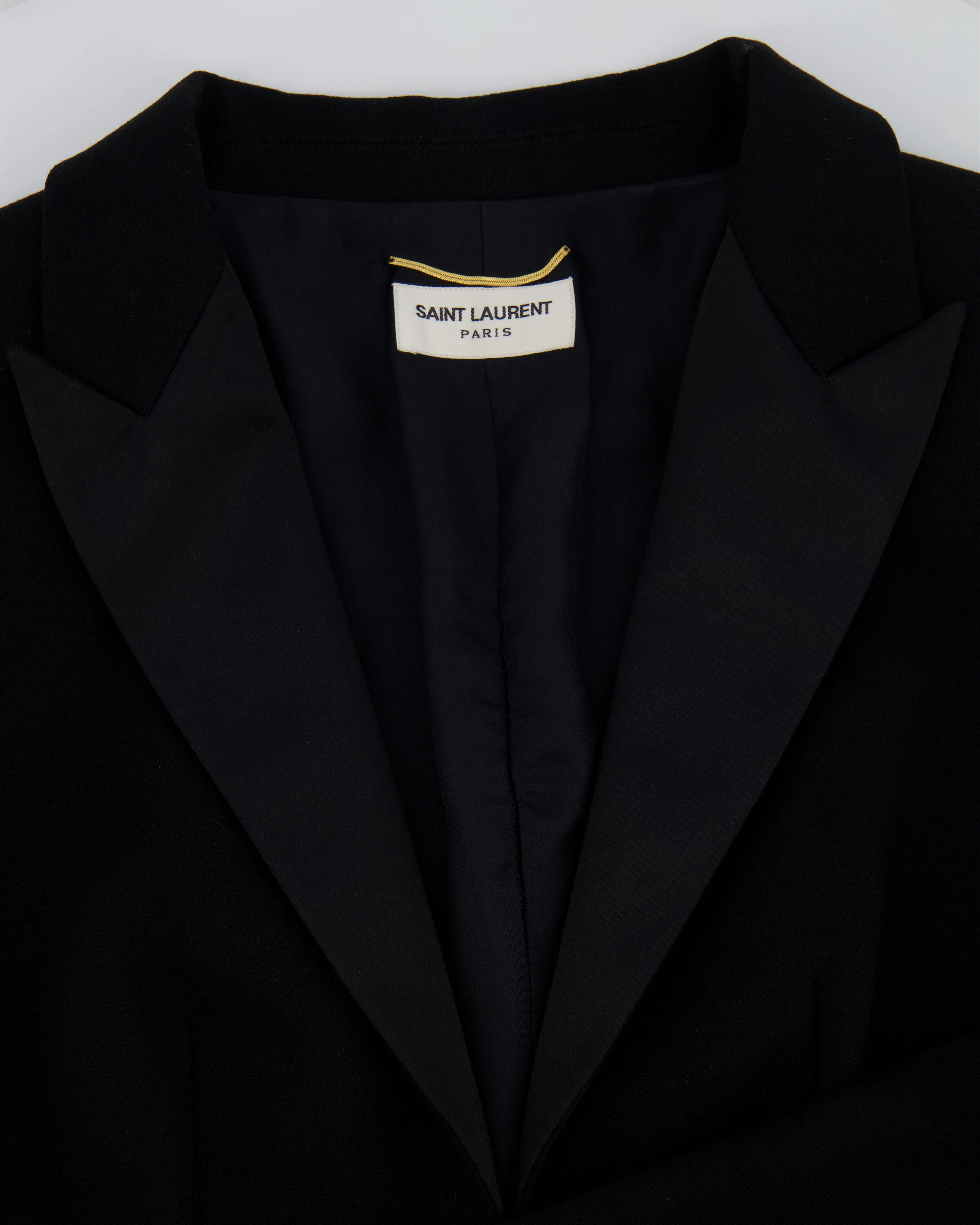 Saint Laurent Black Long Sleeve Tailored Low Cut Mini Dress Size FR 38 (UK 10) - Image 10