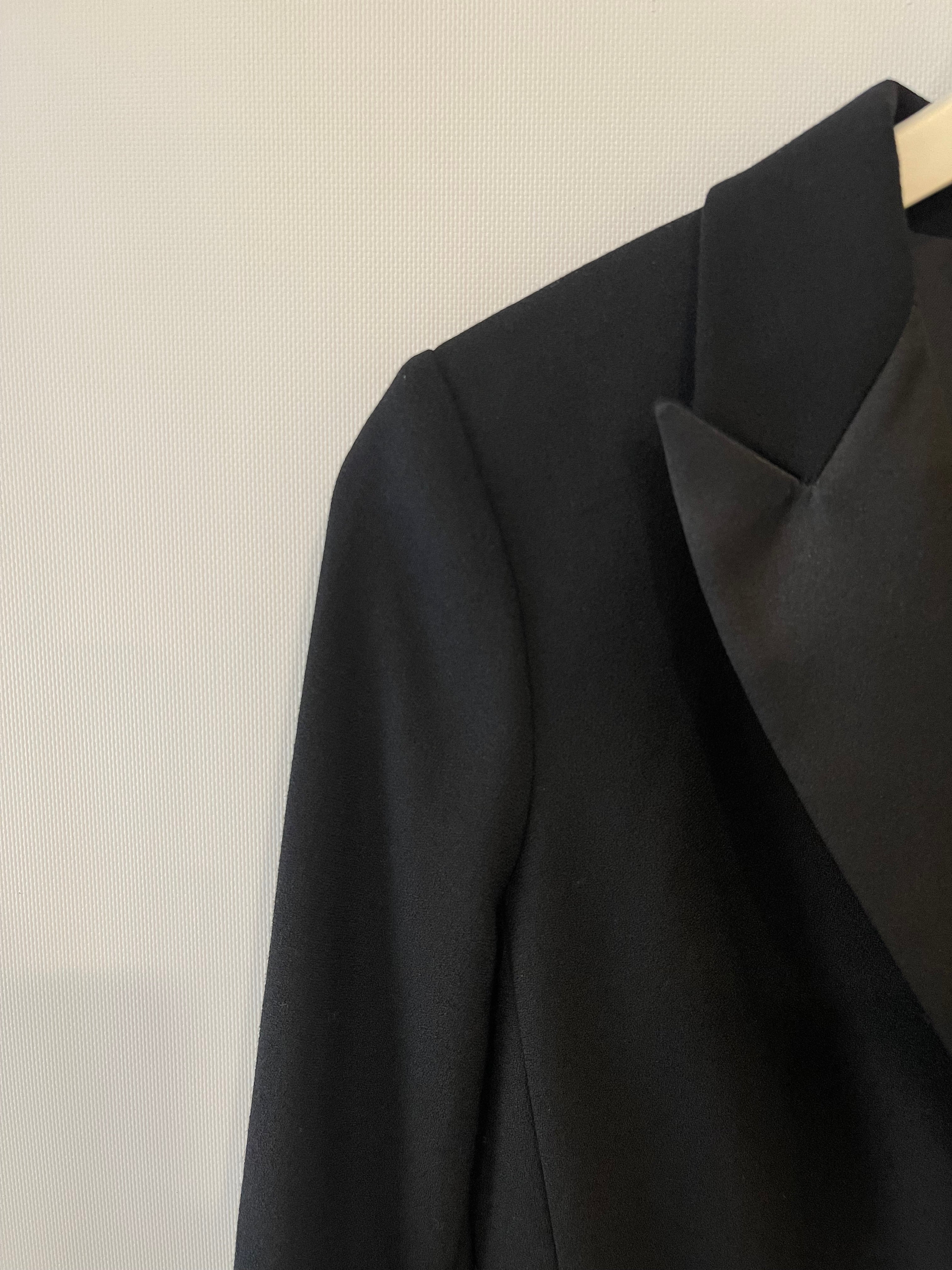 Saint Laurent Black Long Sleeve Tailored Low Cut Mini Dress Size FR 38 (UK 10) - Image 12