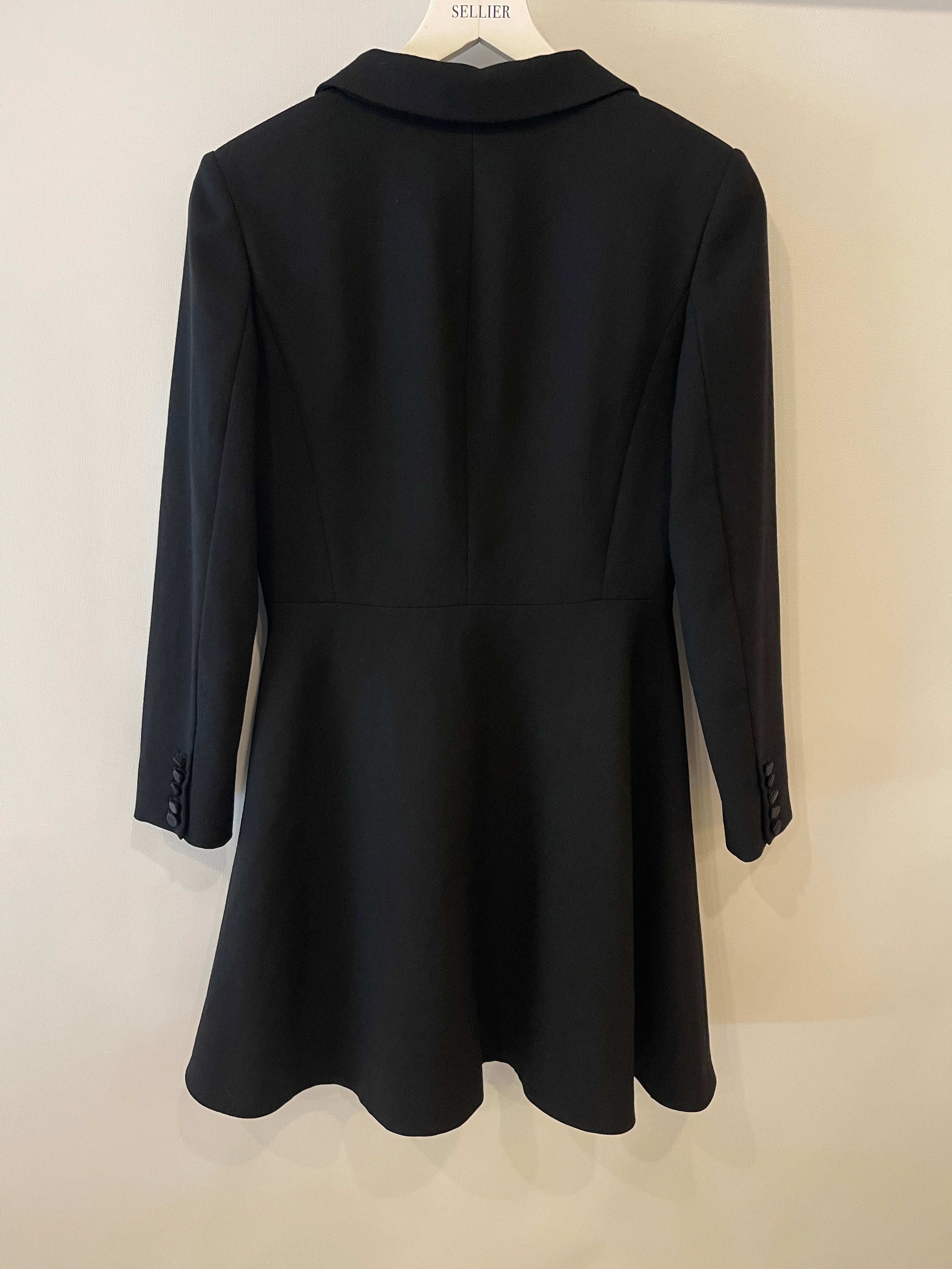Saint Laurent Black Long Sleeve Tailored Low Cut Mini Dress Size FR 38 (UK 10) - Image 13