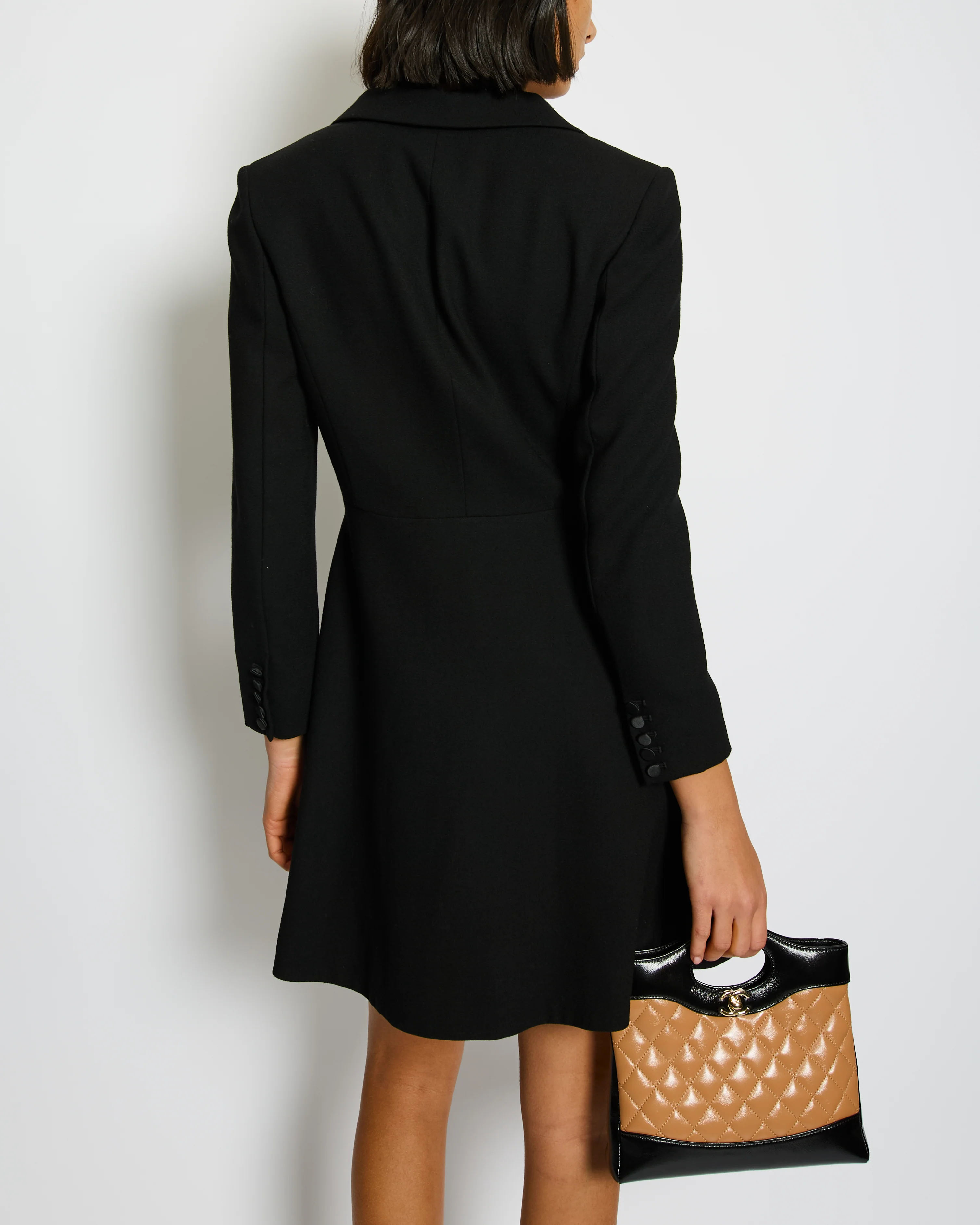 Saint Laurent Black Long Sleeve Tailored Low Cut Mini Dress Size FR 38 (UK 10) - Image 2