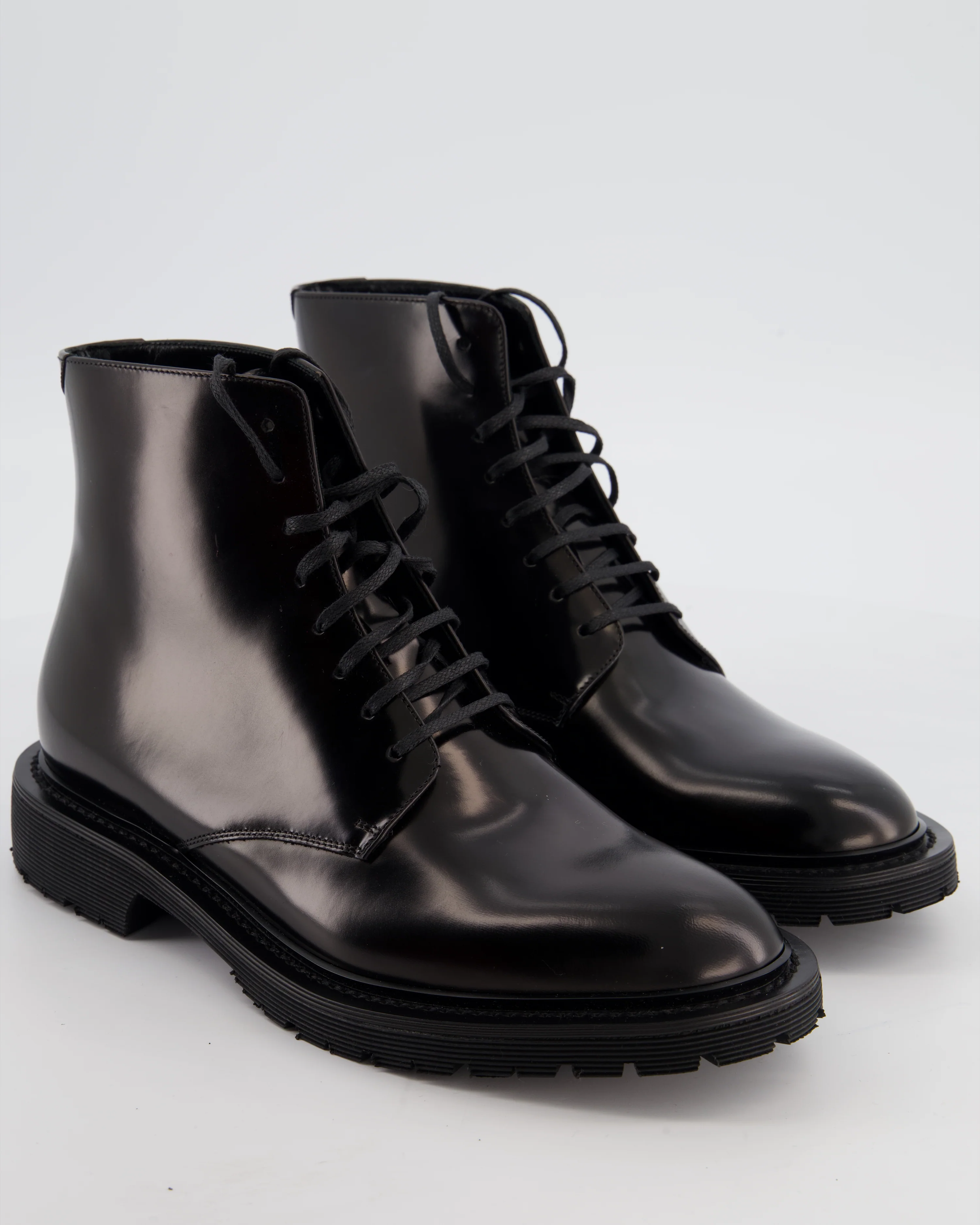 Saint Laurent Black Patent Military Boots Size EU 38 - Image 2