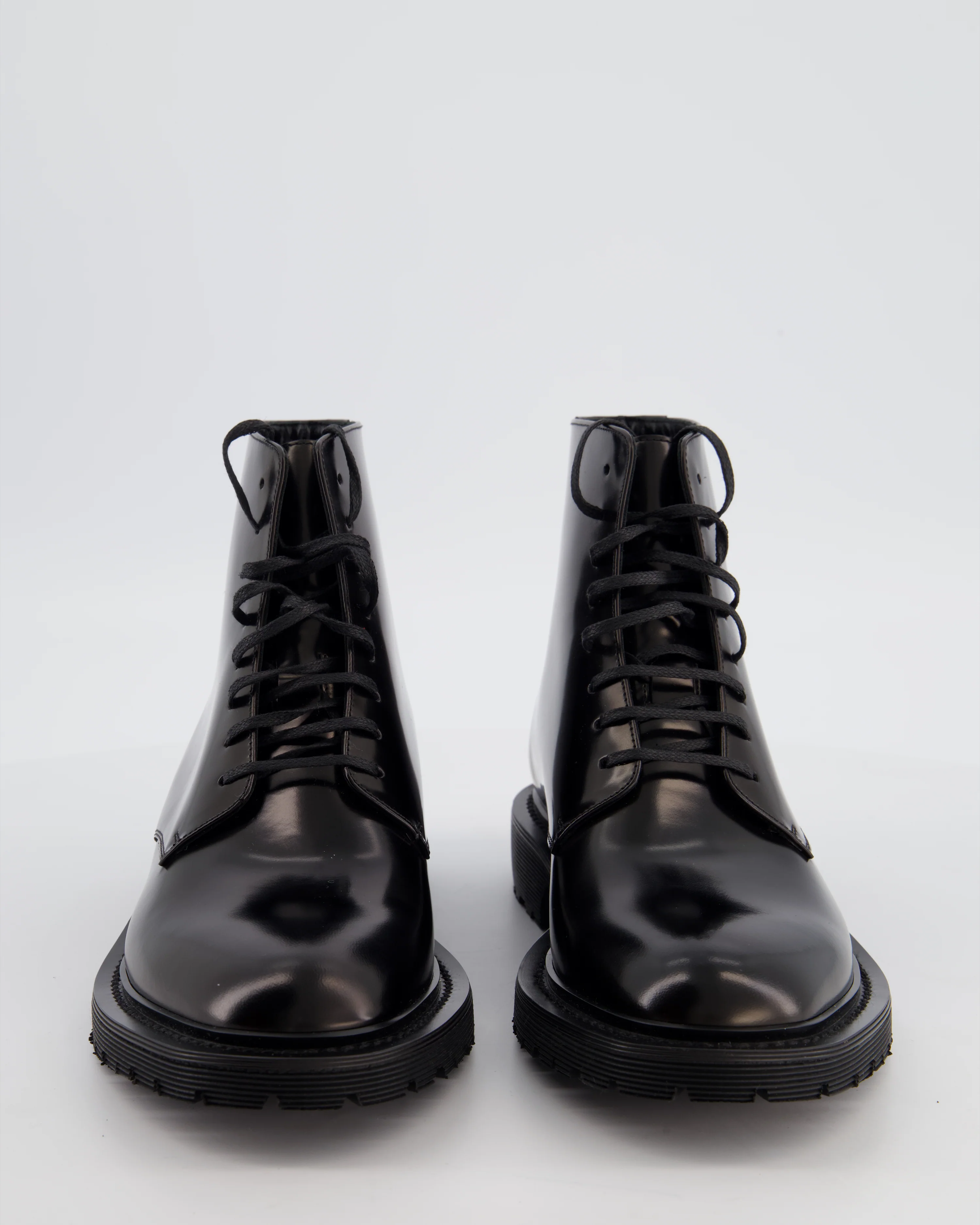 Saint Laurent Black Patent Military Boots Size EU 38 - Image 4