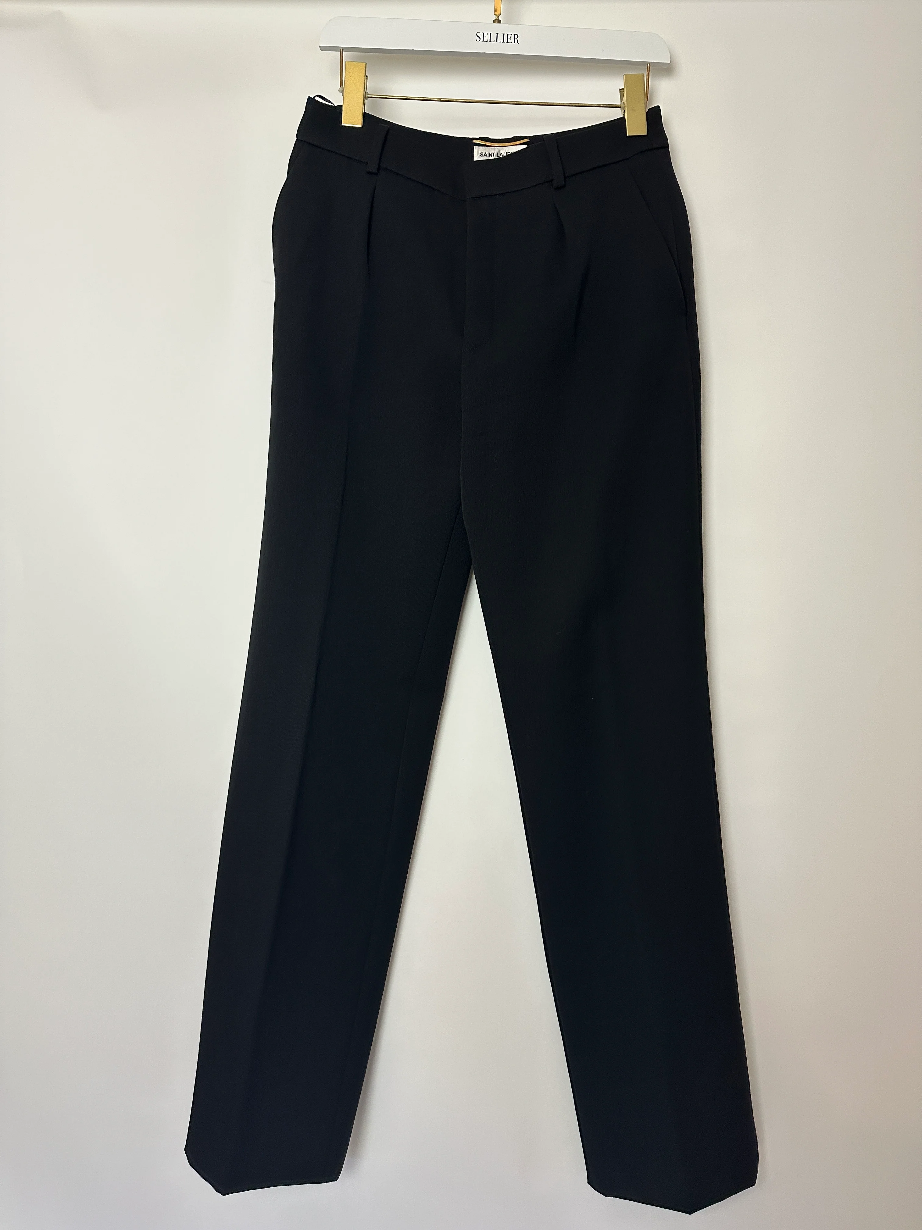 Saint Laurent Black Pin Stripe Straight Leg Trousers Size FR 36 (UK 8) - Image 10
