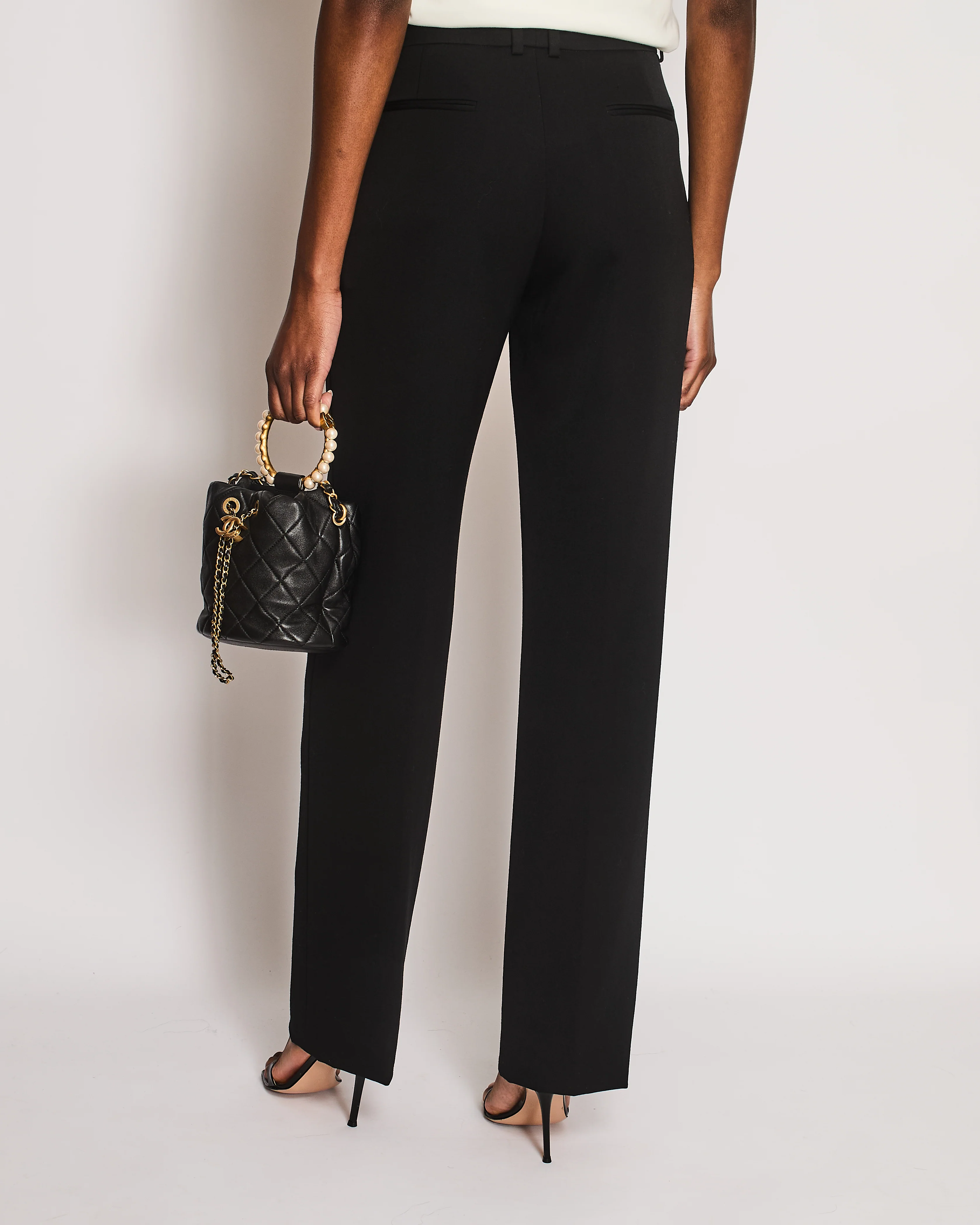 Saint Laurent Black Pin Stripe Straight Leg Trousers Size FR 36 (UK 8) - Image 2