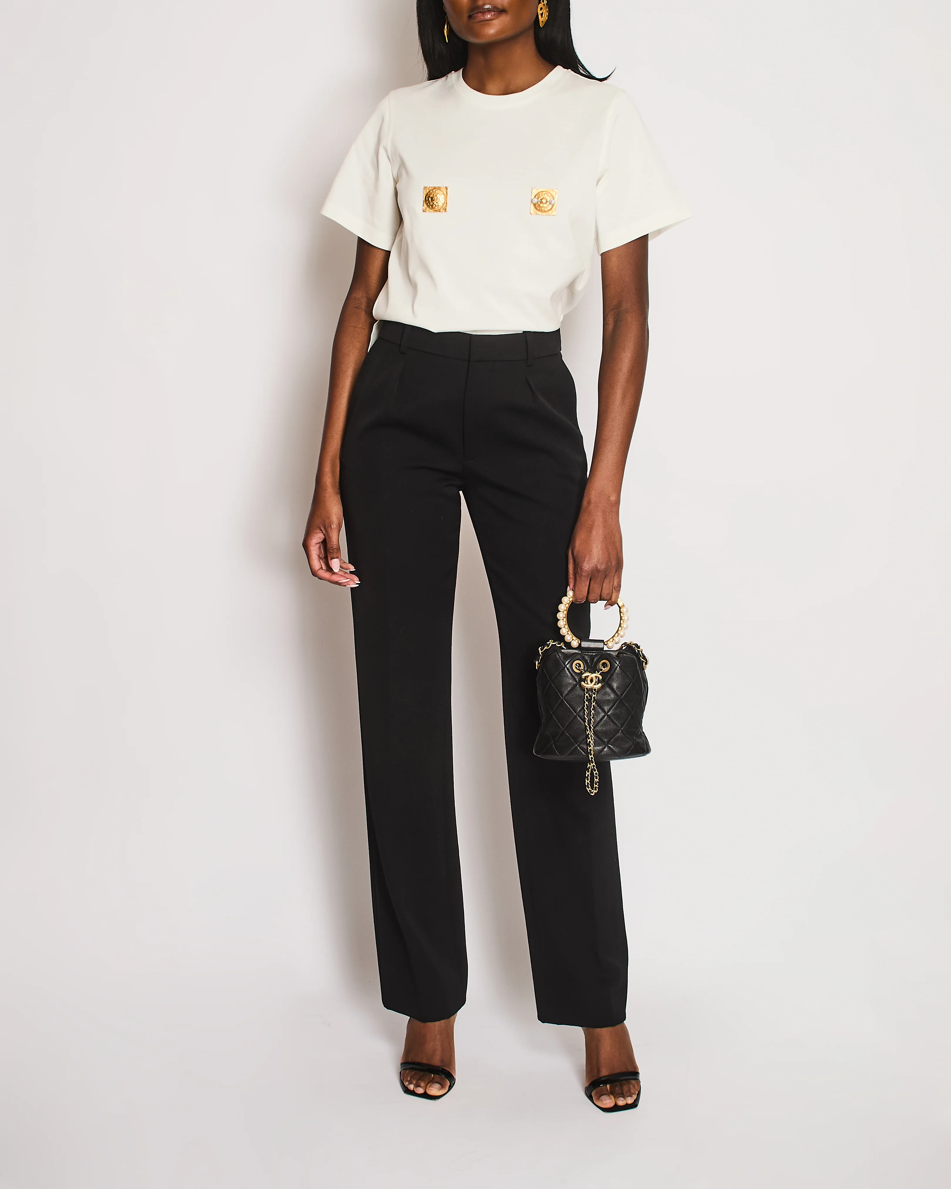 Saint Laurent Black Pin Stripe Straight Leg Trousers Size FR 36 (UK 8) - Image 3