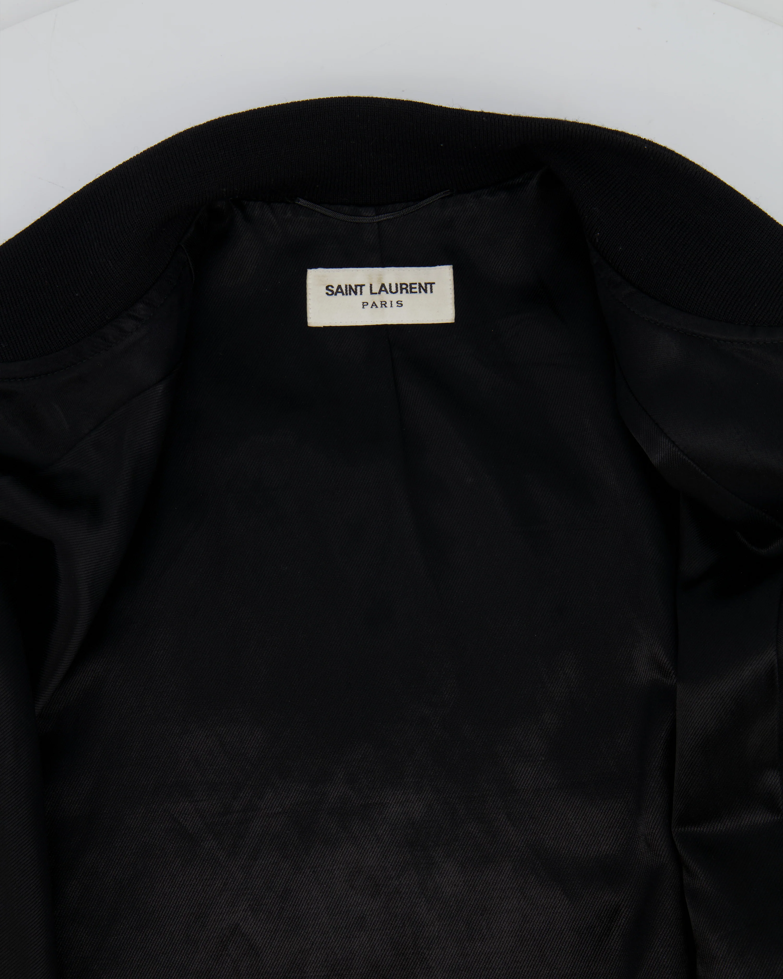 Saint Laurent Black Satin Bomber Jacket with Multicolour Glitter and Leather Shark Detail and "Sweet Dreams" Embroidery Size FR 36 (UK 8) - Image 3