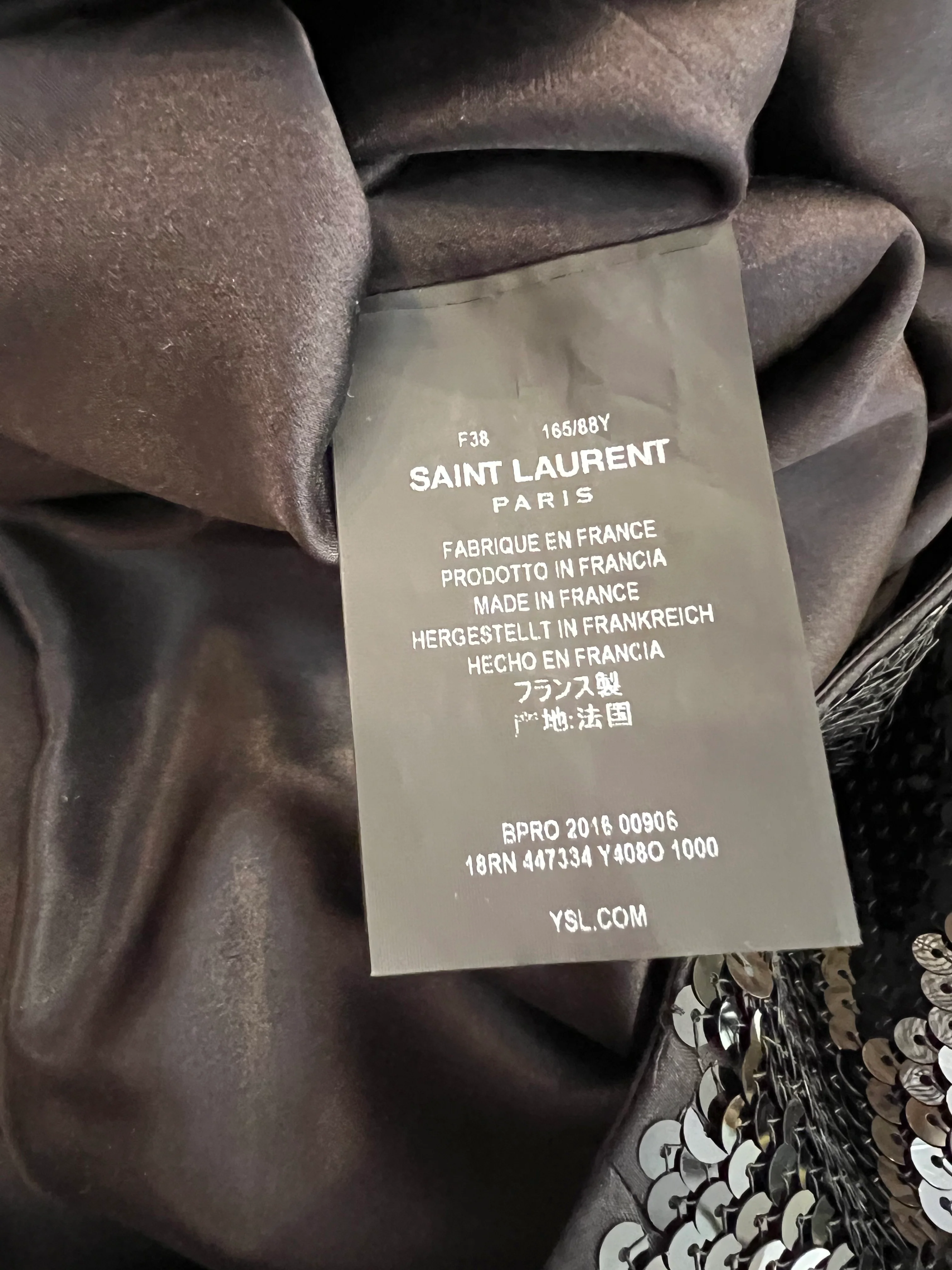 Saint Laurent Black Sequin Embellished Long-Sleeved Mini Dress with Ruched Detail Size FR 38 (UK 10) RRP £4,800 - Image 5
