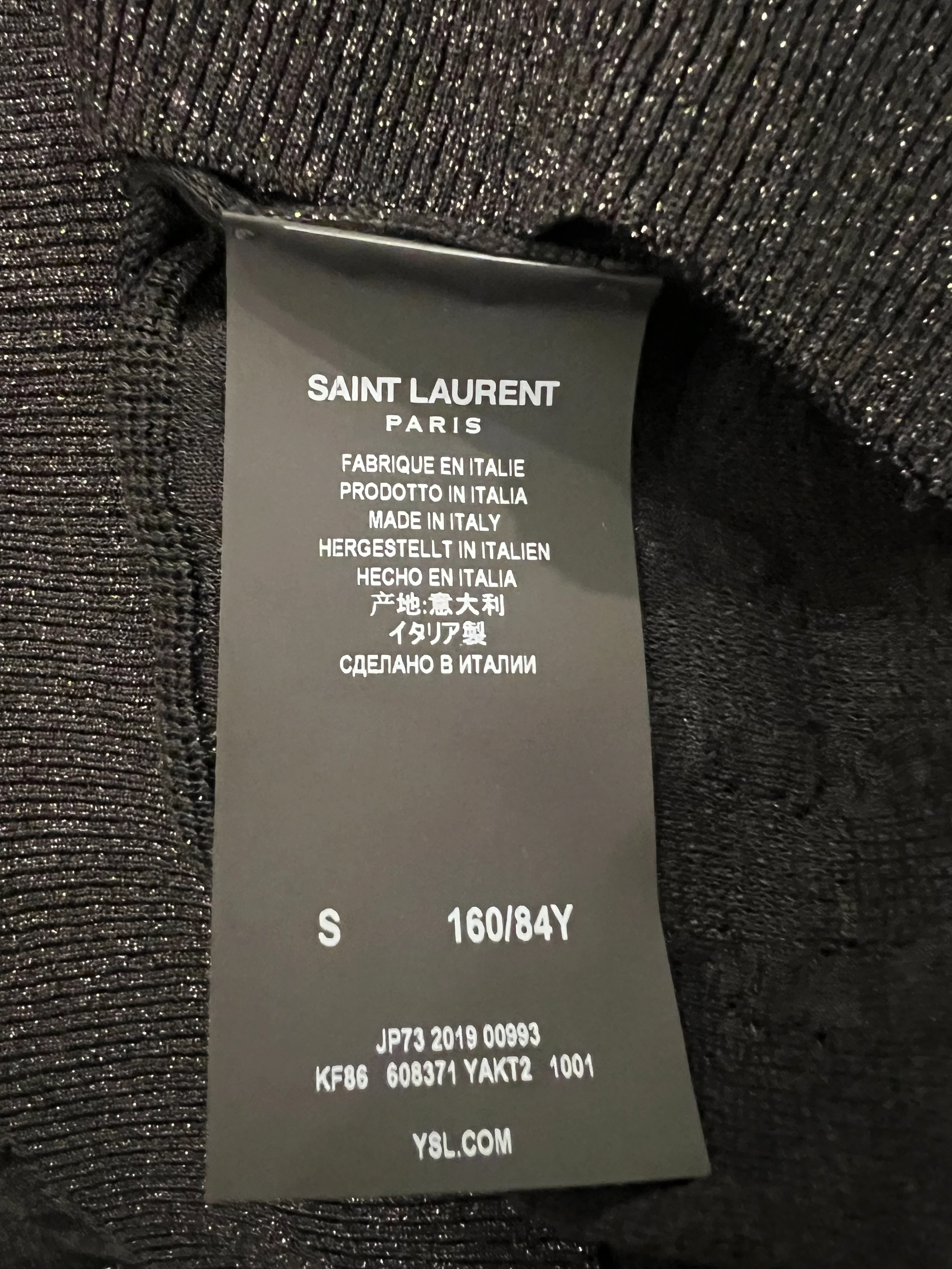 Saint Laurent Black Shimmery Panelled V Neck Jumper Size S (UK 8) - Image 5