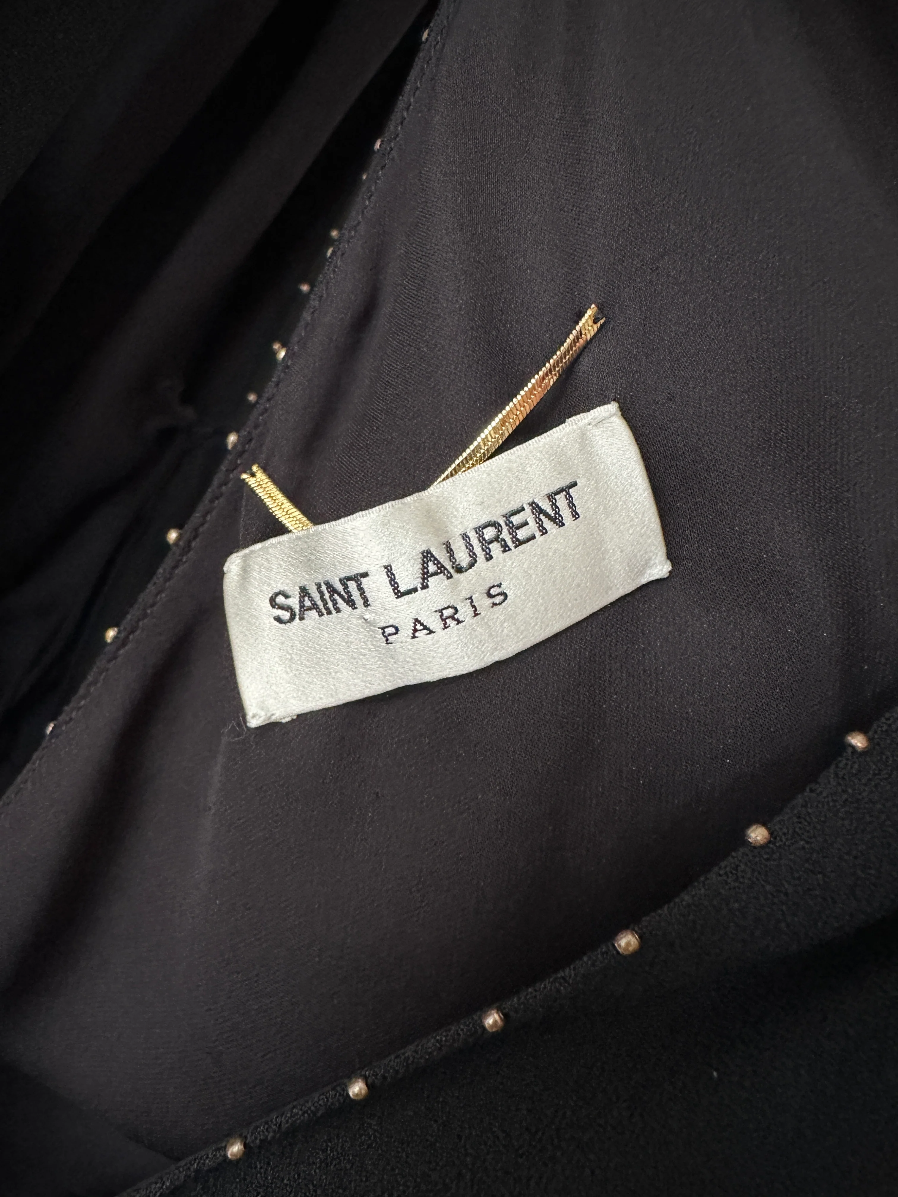 Saint Laurent Black Sleeveless Dress with Small Bronze Studs Size FR 40 (UK 12) - Image 10