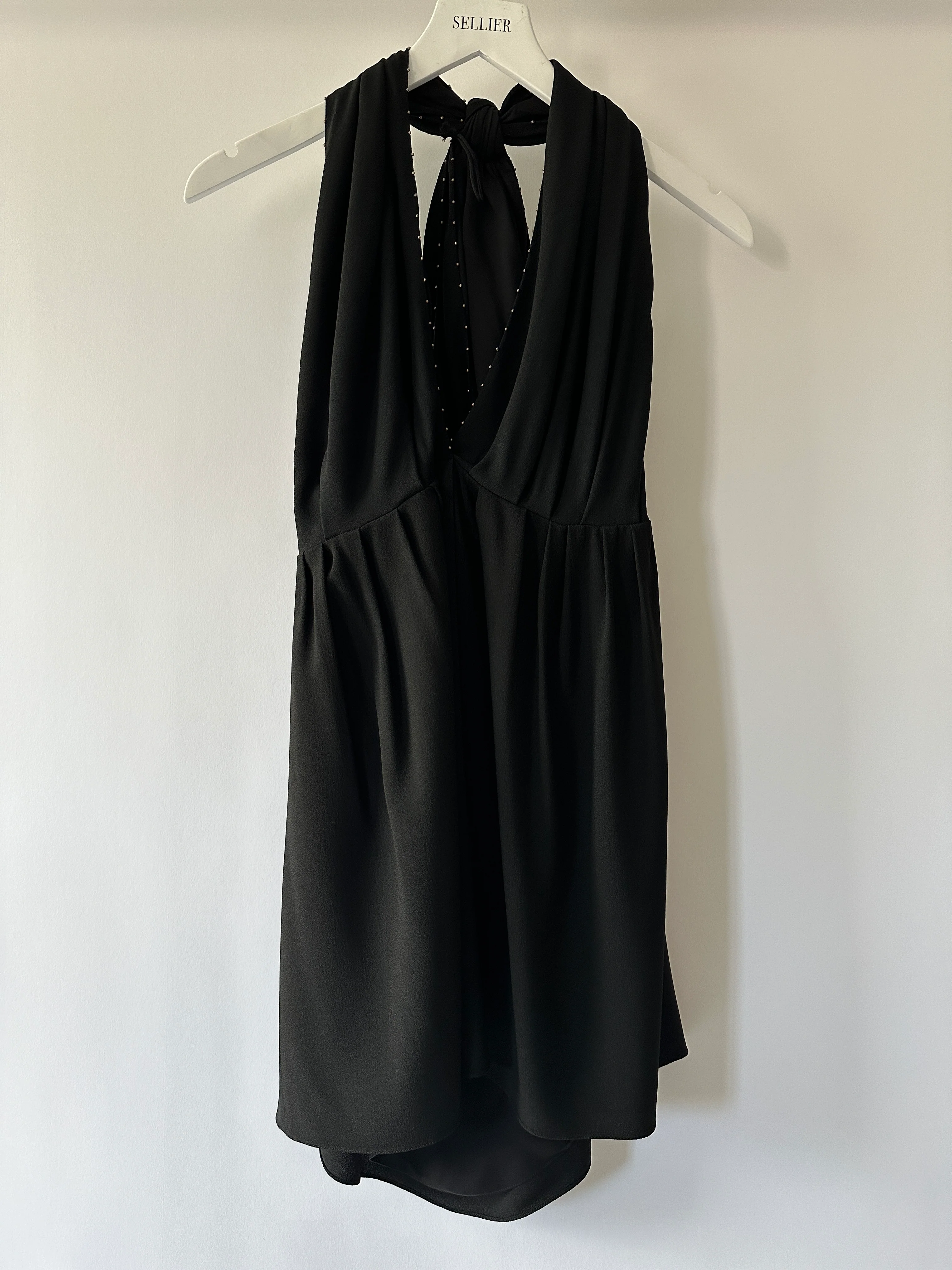 Saint Laurent Black Sleeveless Dress with Small Bronze Studs Size FR 40 (UK 12) - Image 7