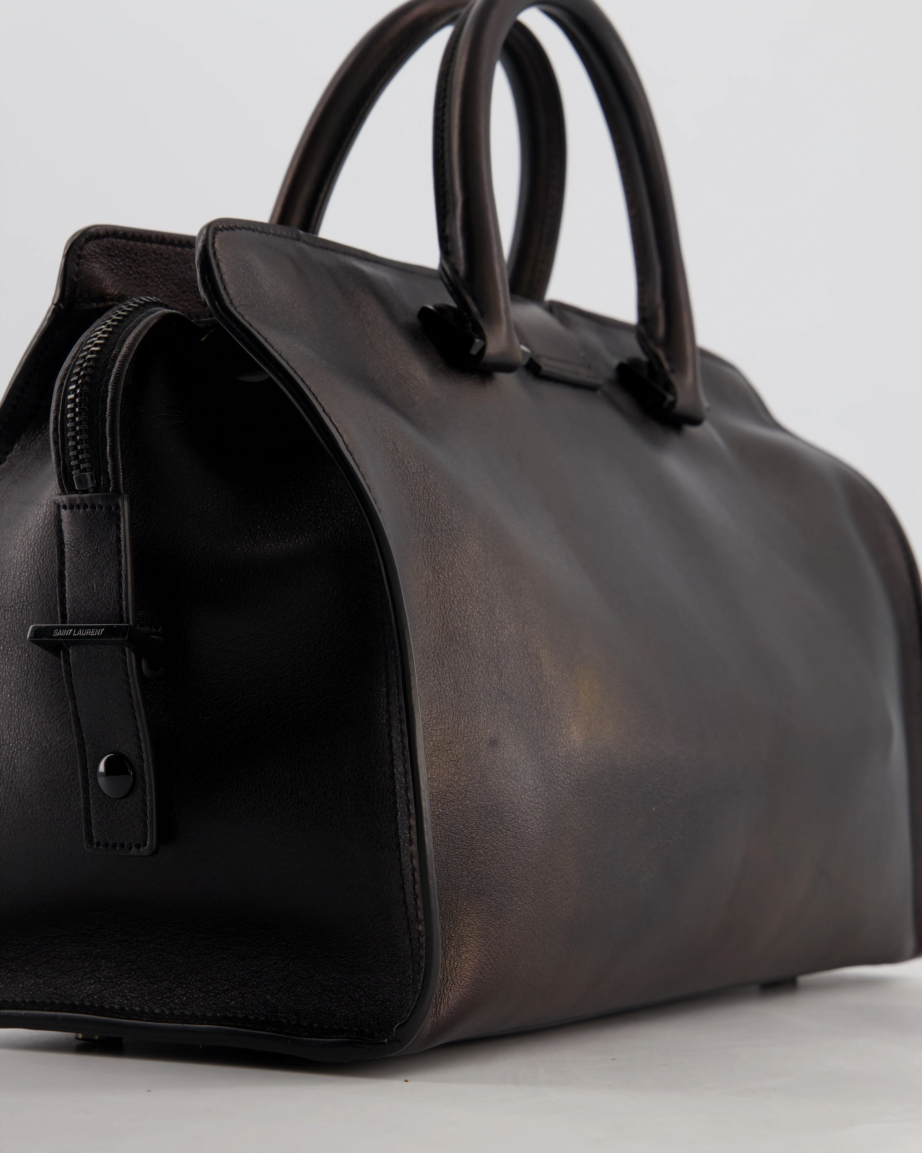 Saint Laurent Black Small Monogram Cabas Satchel Bag in Calfskin Leather and Black Hardware - Image 12