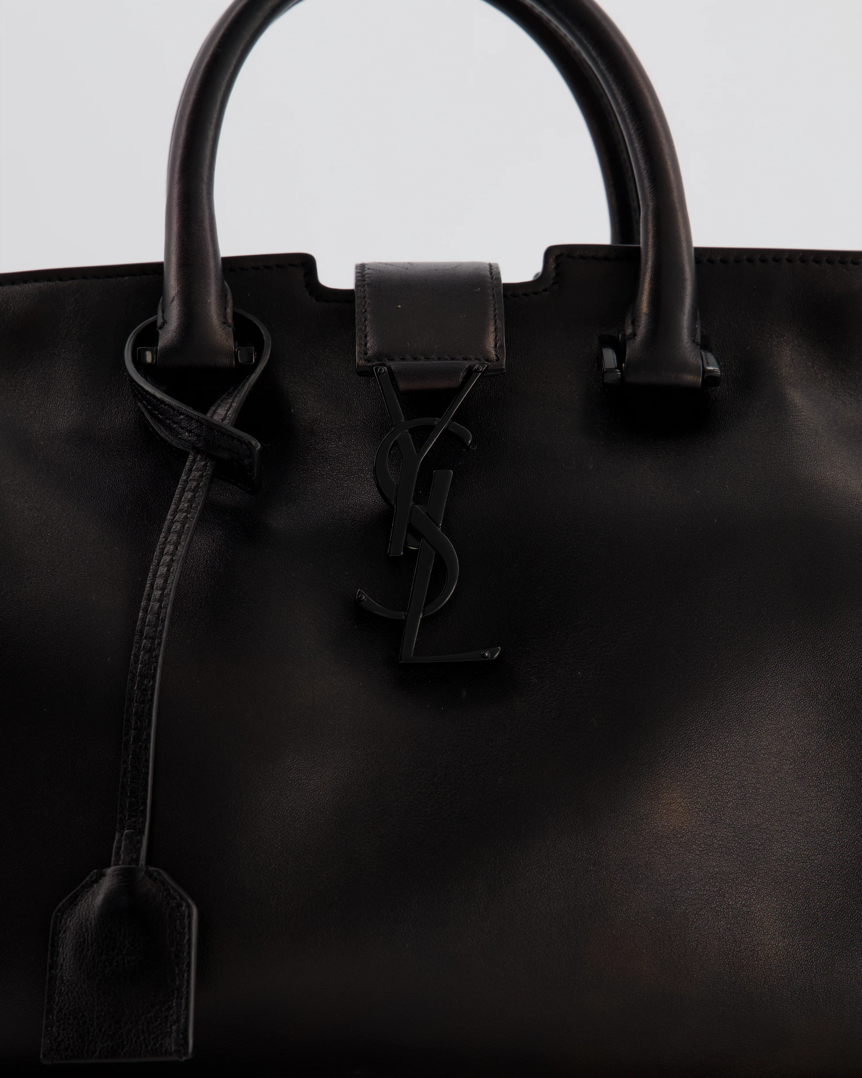 Saint Laurent Black Small Monogram Cabas Satchel Bag in Calfskin Leather and Black Hardware - Image 13