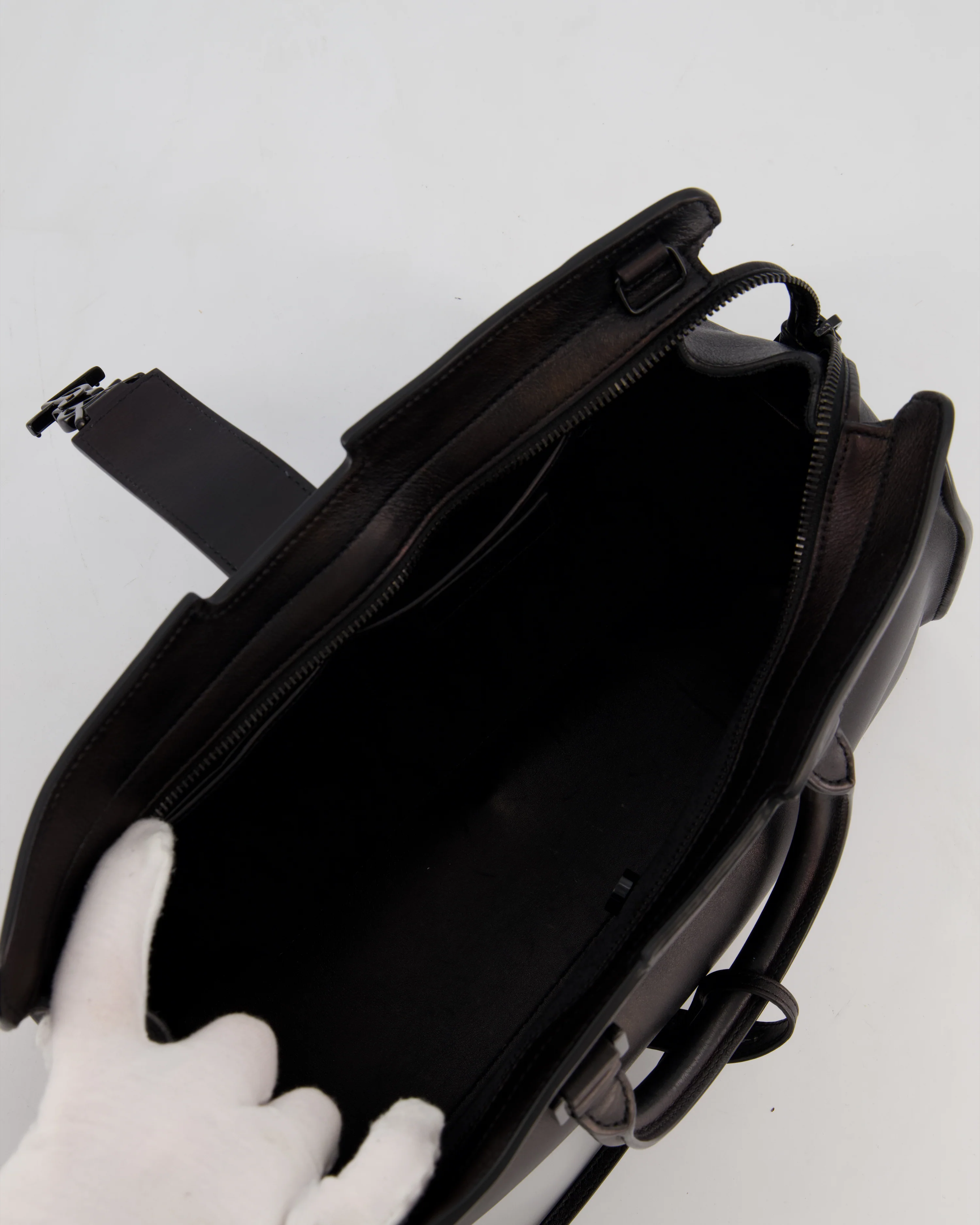 Saint Laurent Black Small Monogram Cabas Satchel Bag in Calfskin Leather and Black Hardware - Image 15