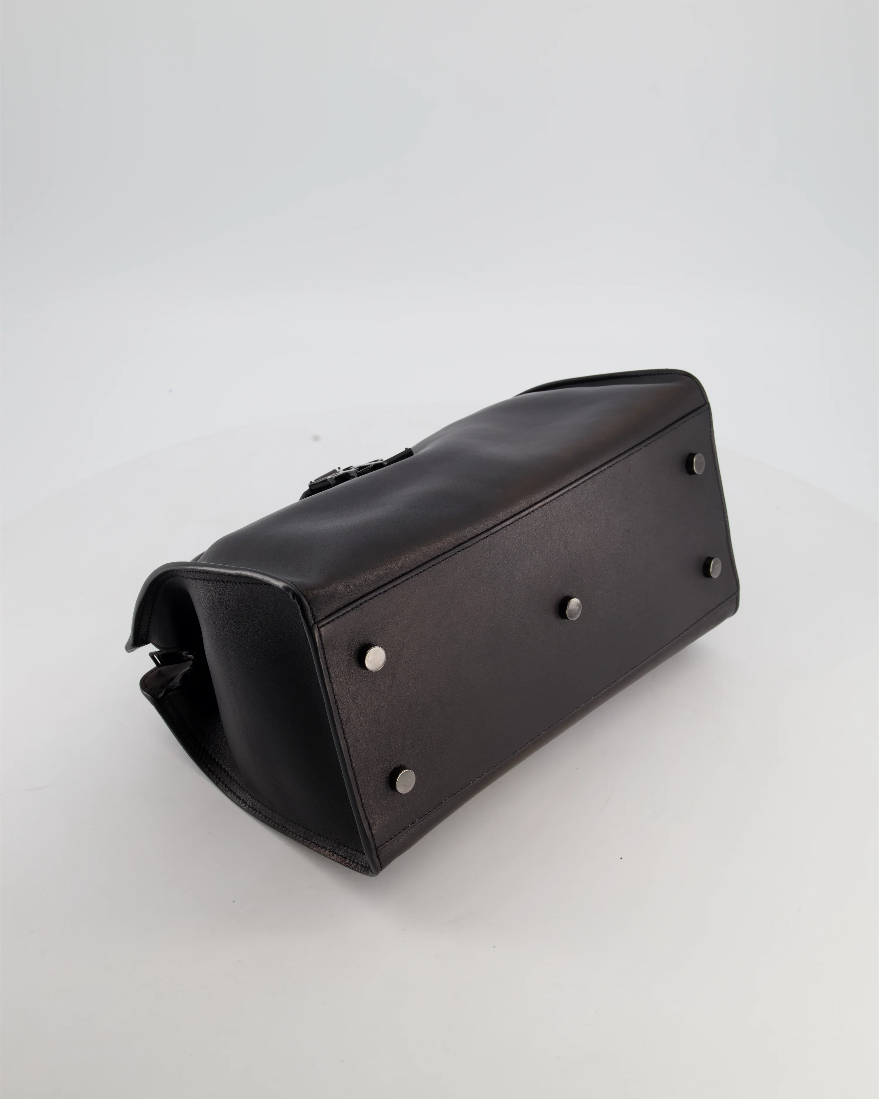 Saint Laurent Black Small Monogram Cabas Satchel Bag in Calfskin Leather and Black Hardware - Image 16