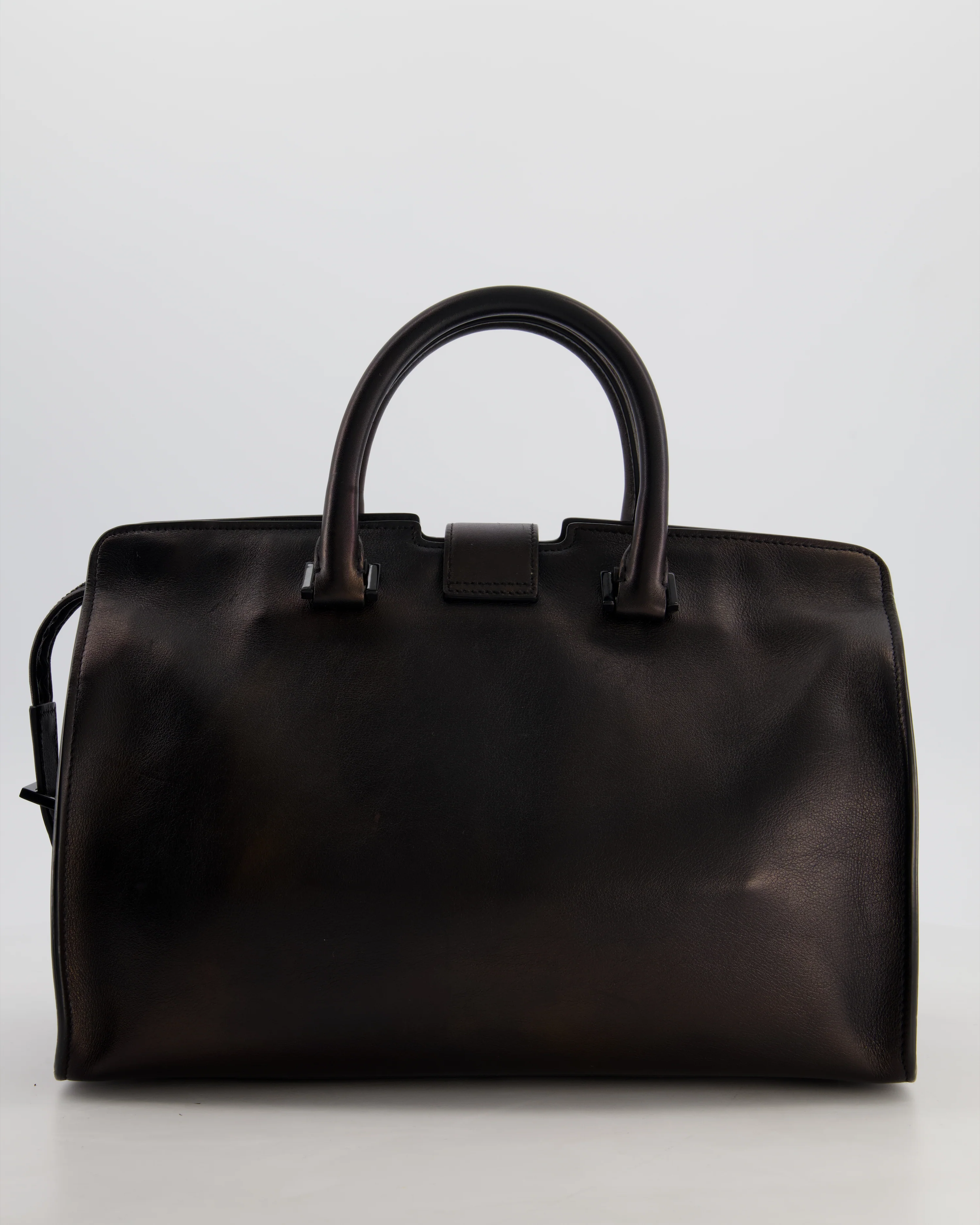Saint Laurent Black Small Monogram Cabas Satchel Bag in Calfskin Leather and Black Hardware - Image 5