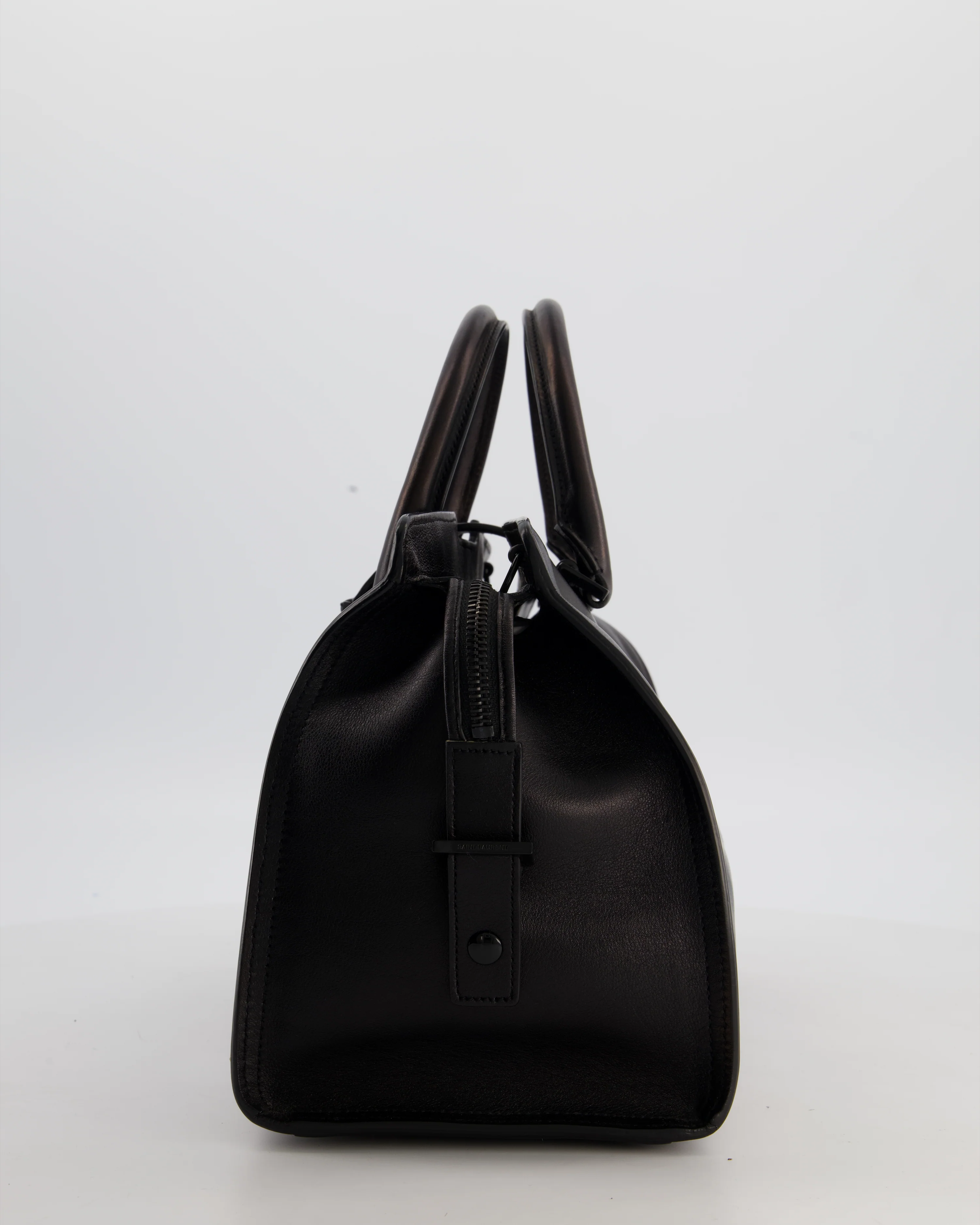 Saint Laurent Black Small Monogram Cabas Satchel Bag in Calfskin Leather and Black Hardware - Image 7