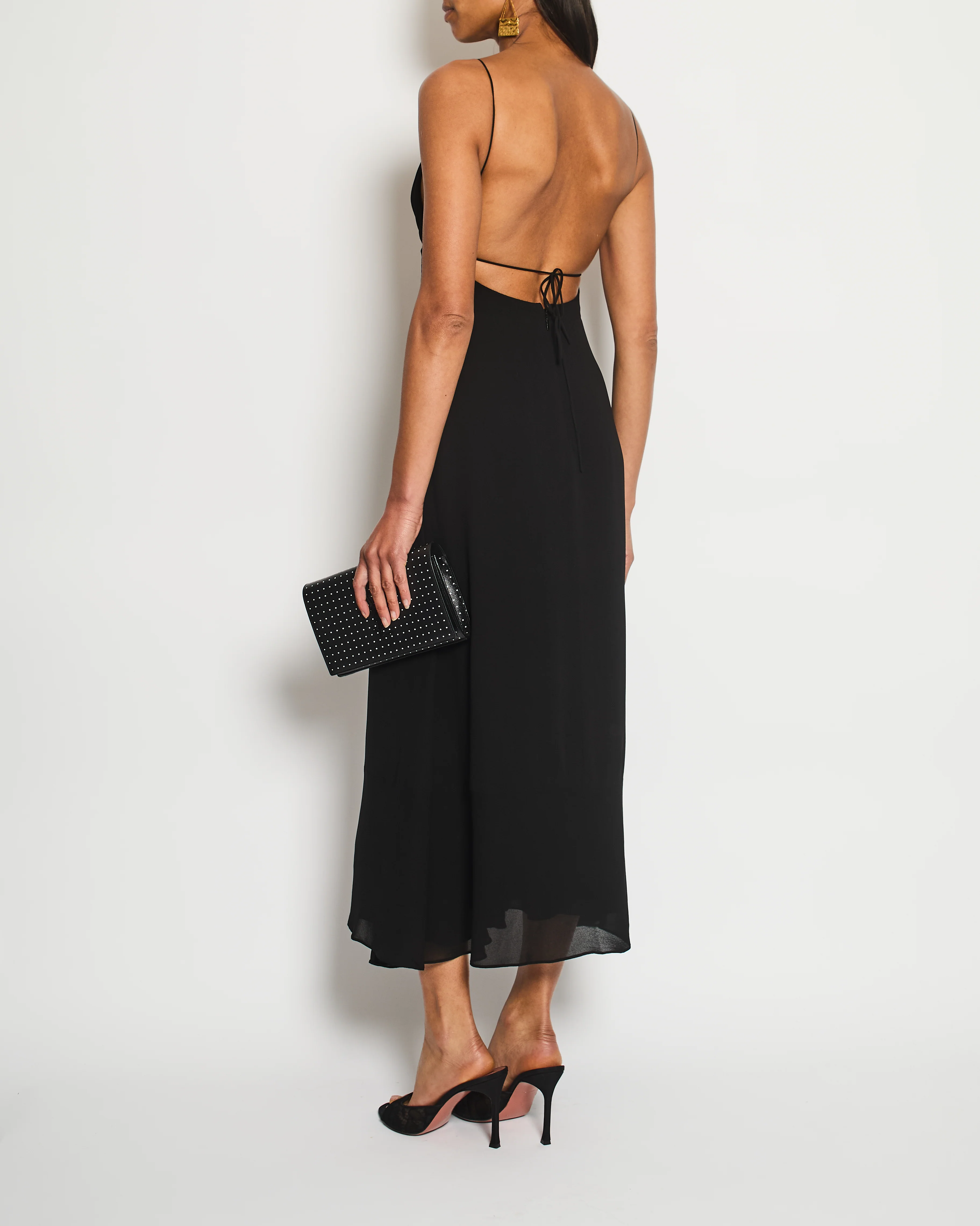 Saint Laurent Black Strap Midi Dress with Cut Out Detail Size FR 34 (UK 6) - Image 2