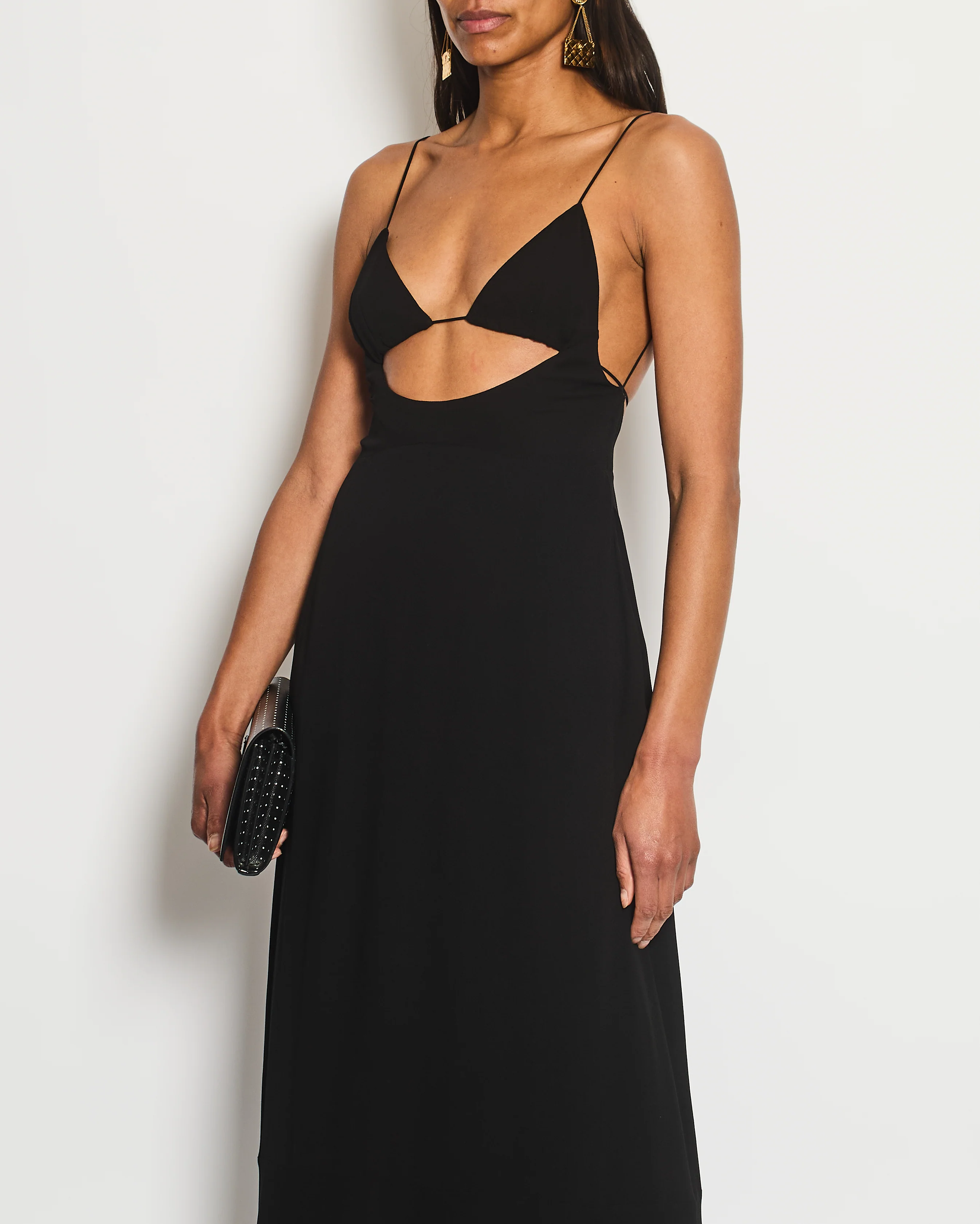 Saint Laurent Black Strap Midi Dress with Cut Out Detail Size FR 34 (UK 6) - Image 3