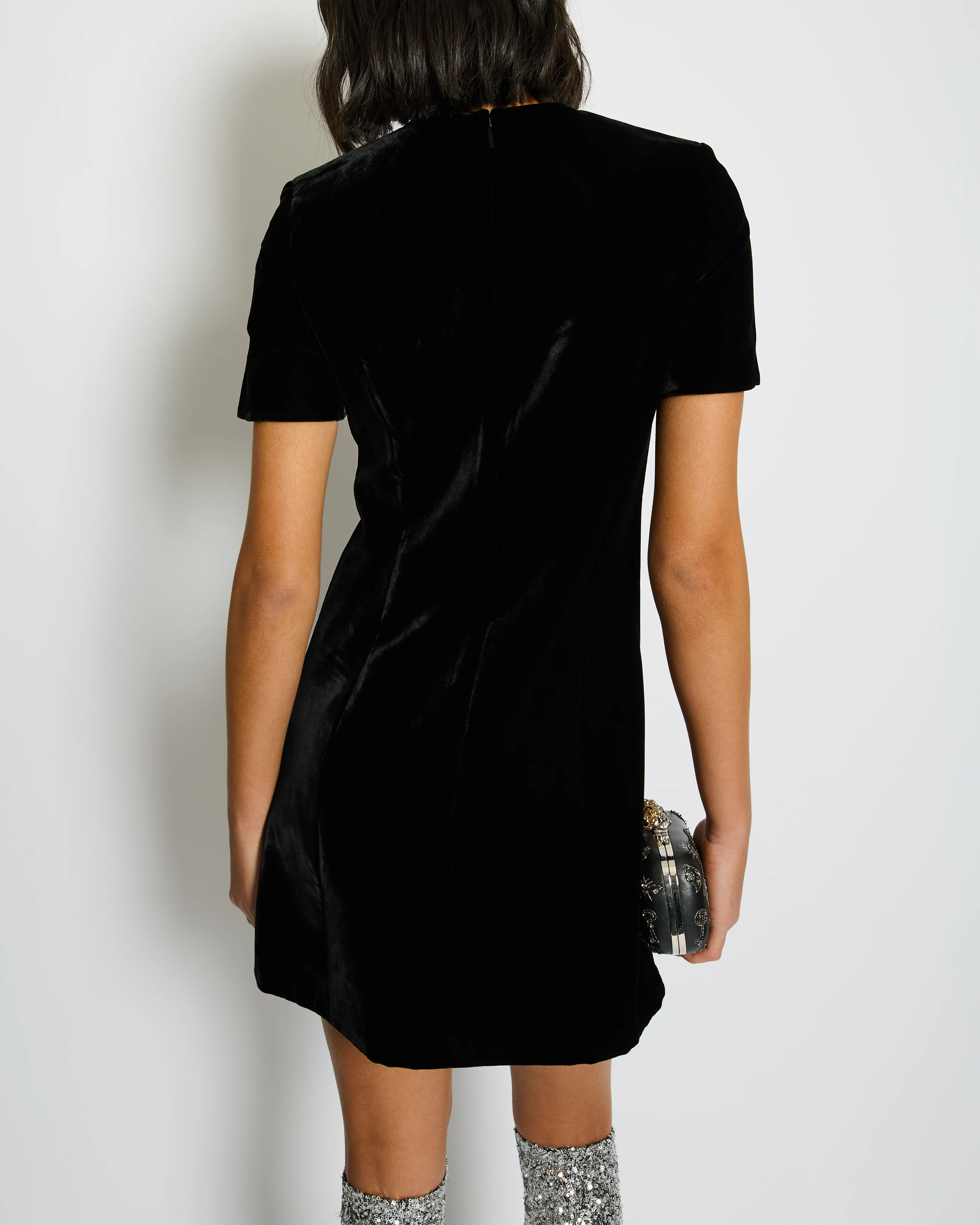 Saint Laurent Black Velvet Short-Sleeve Mini Dress Size FR 34 (UK 6) - Image 3