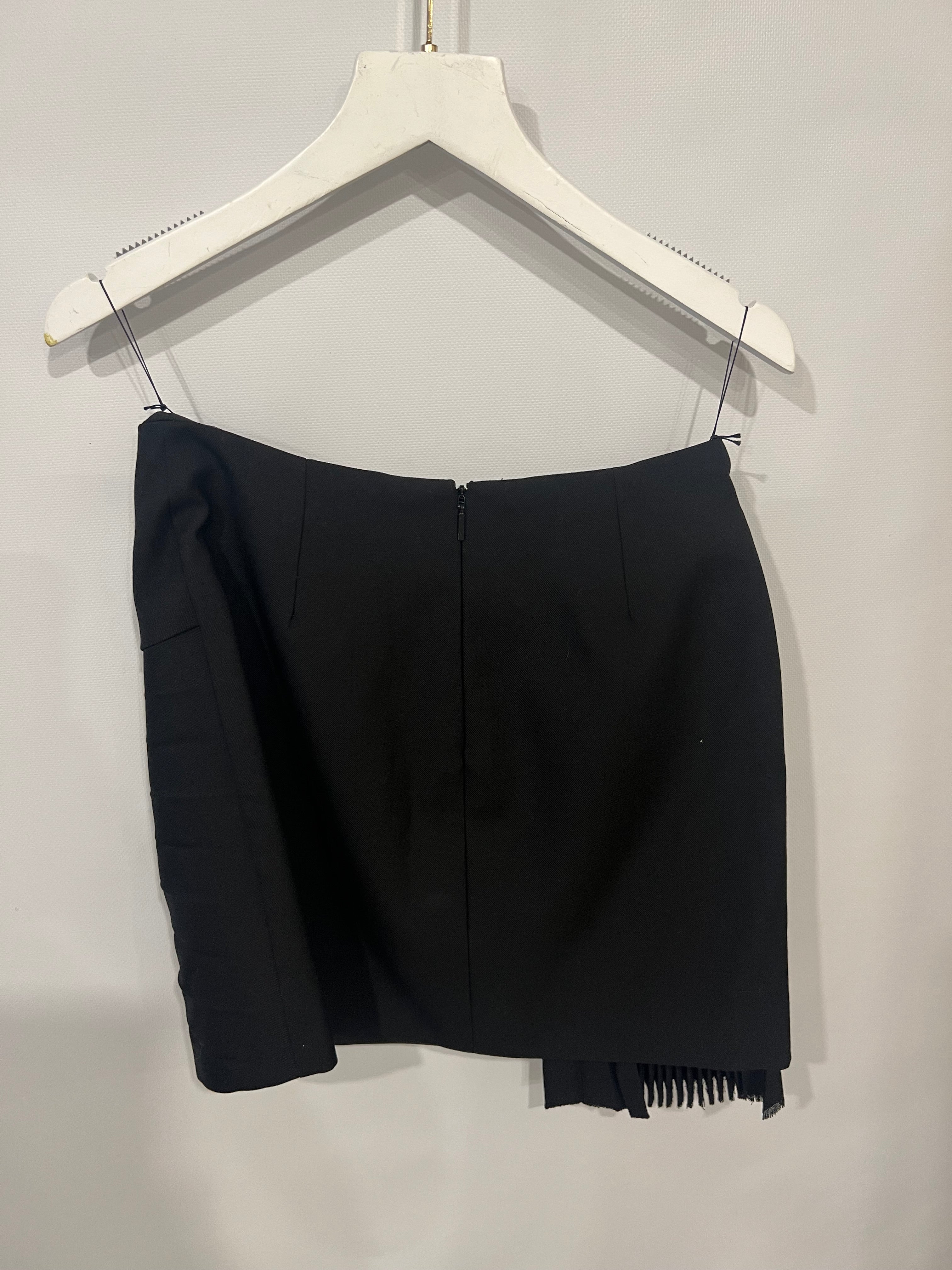 Saint Laurent Black Wool Pleated Mini Skirt with Front Knot Detail Size FR 38 (UK 10) - Image 6