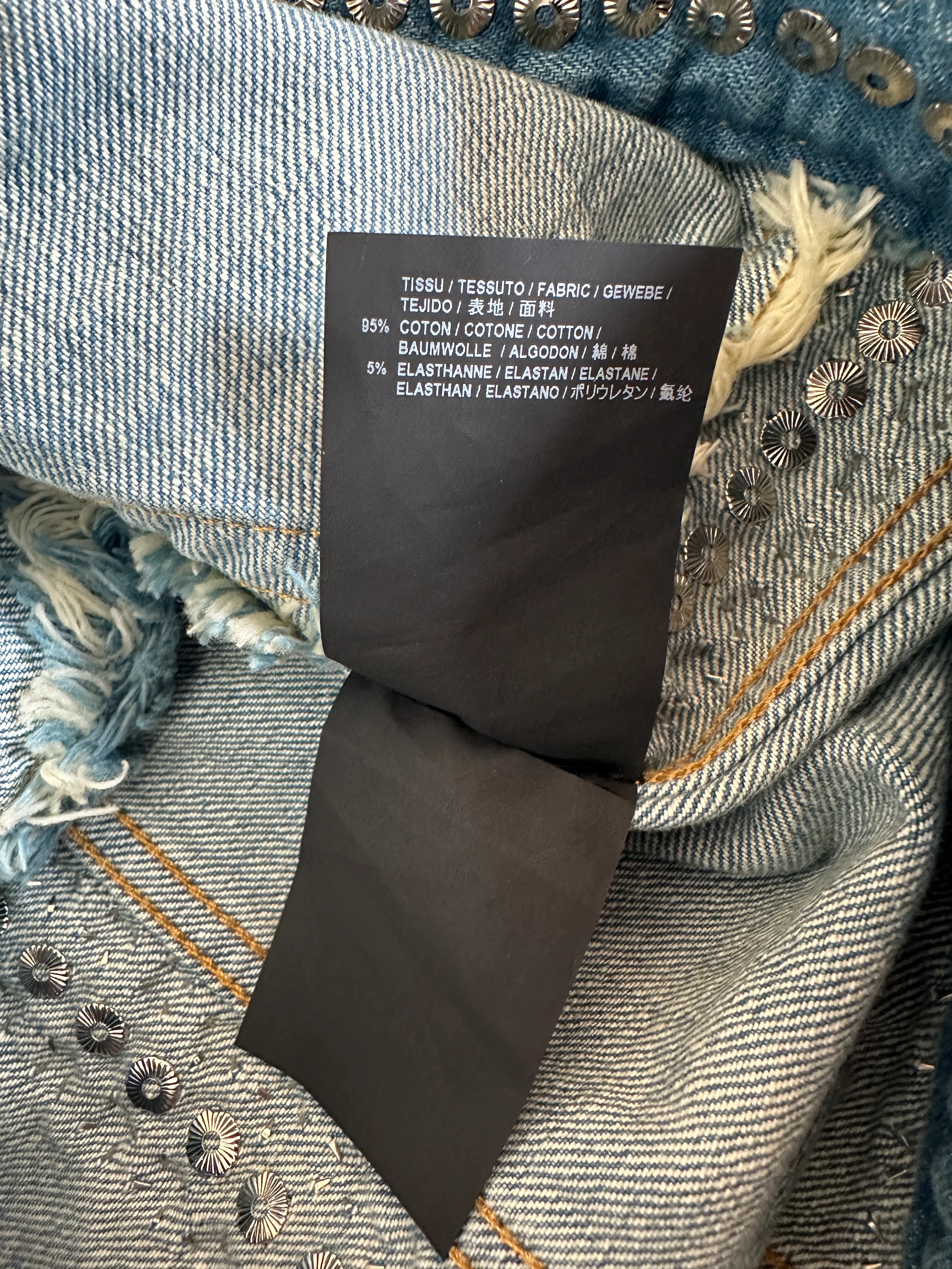 Saint Laurent Blue Denim Jacket with Studs & Crystals Details Size S (UK 8) - Image 13