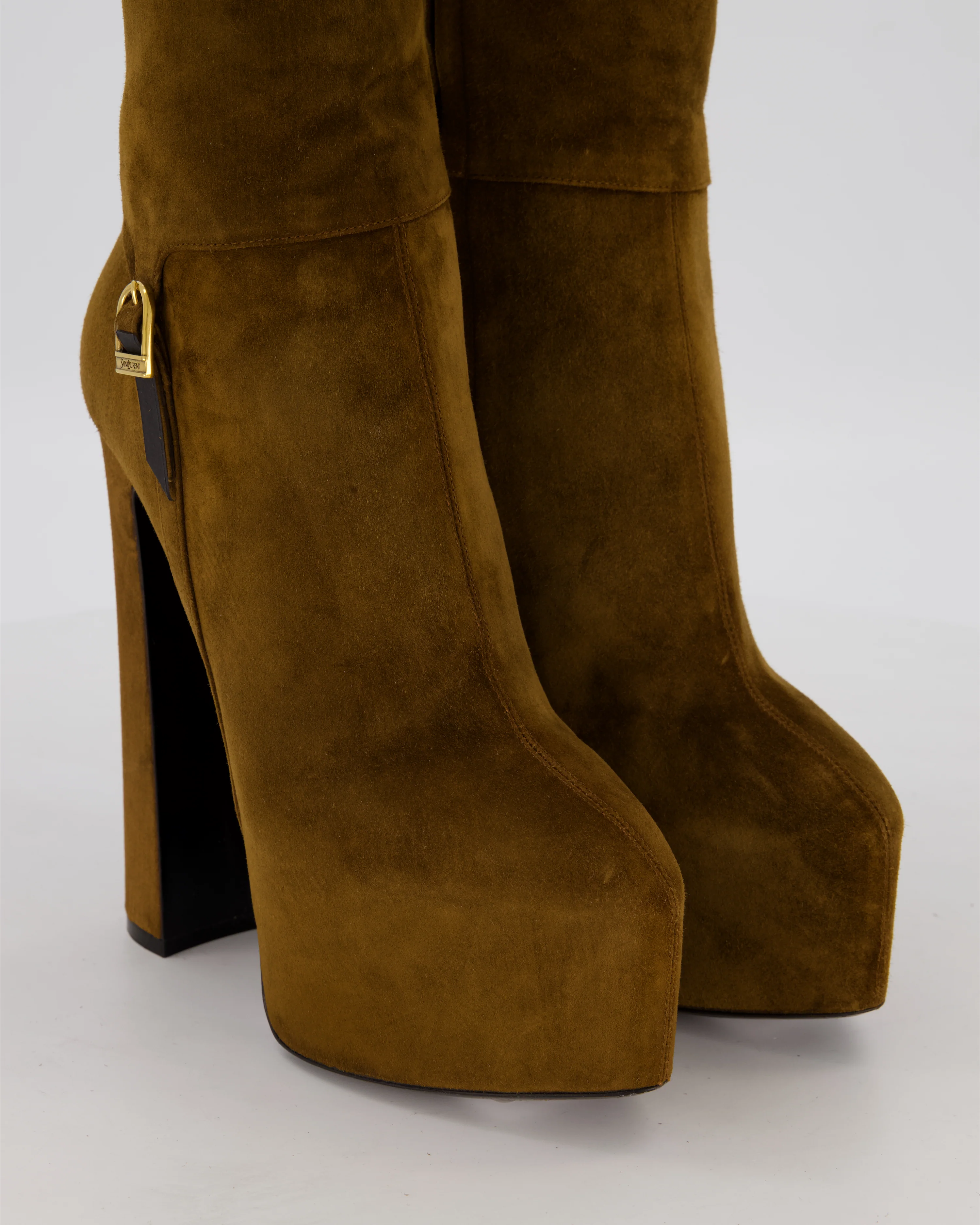 Saint Laurent Brown Suede Nico Platform Heel Size EU 39 - Image 2