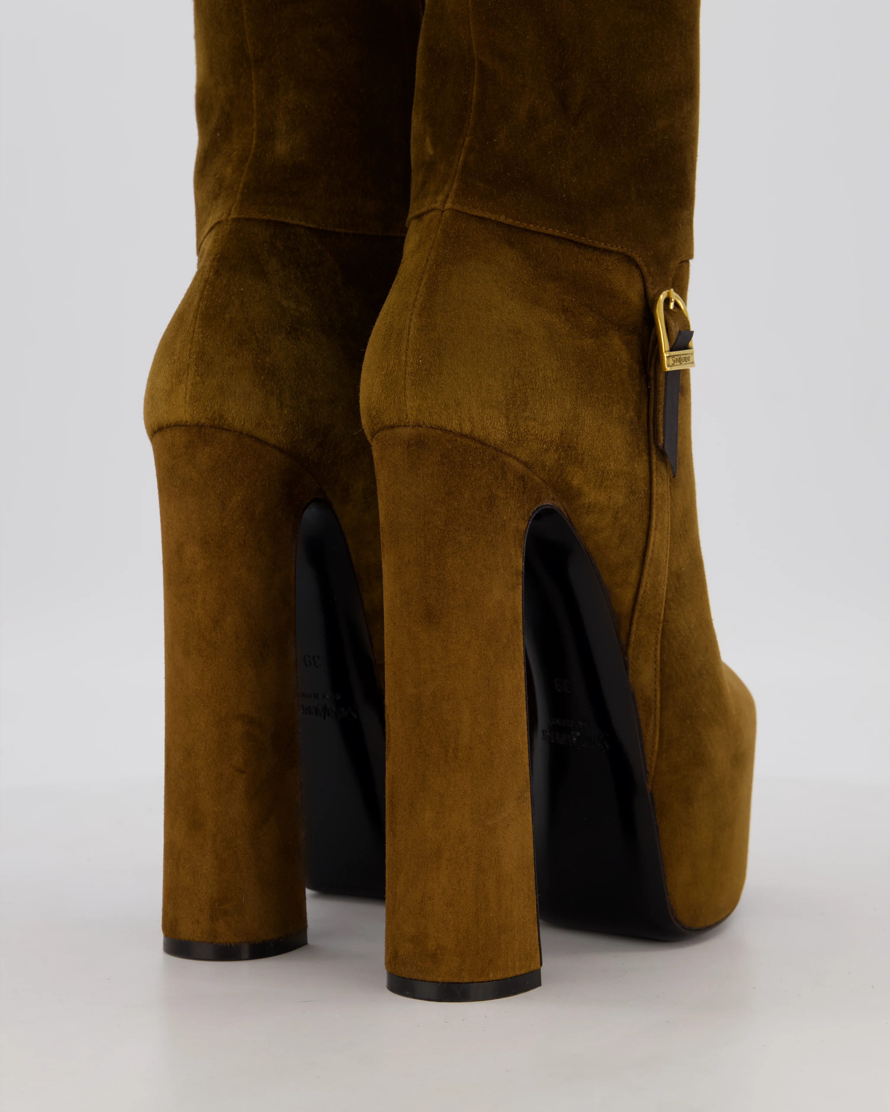 Saint Laurent Brown Suede Nico Platform Heel Size EU 39 - Image 3