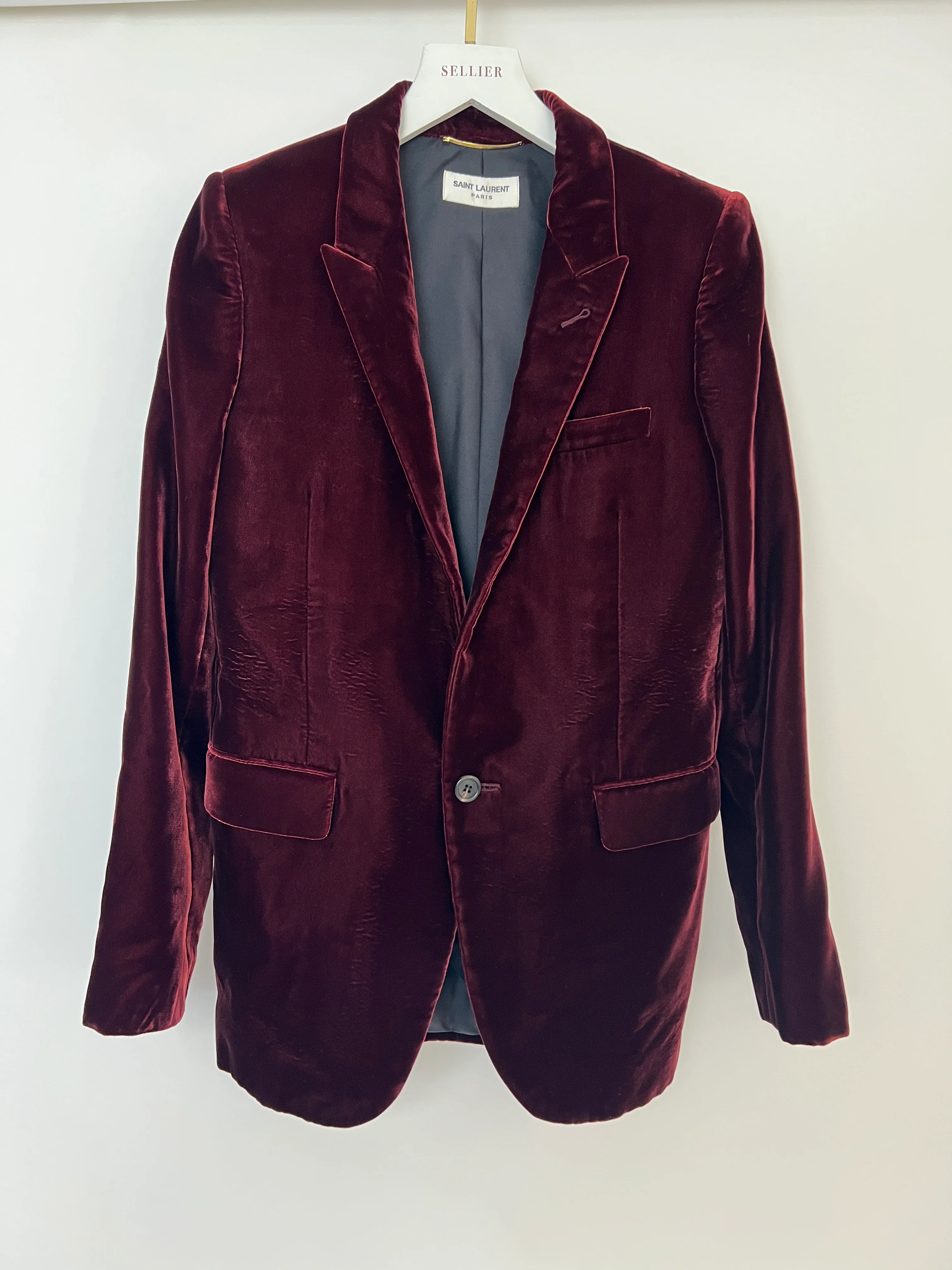 Saint Laurent Burgundy Velvet Blazer and Tailored Trouser Set Size FR 34 (UK 6) - Image 10