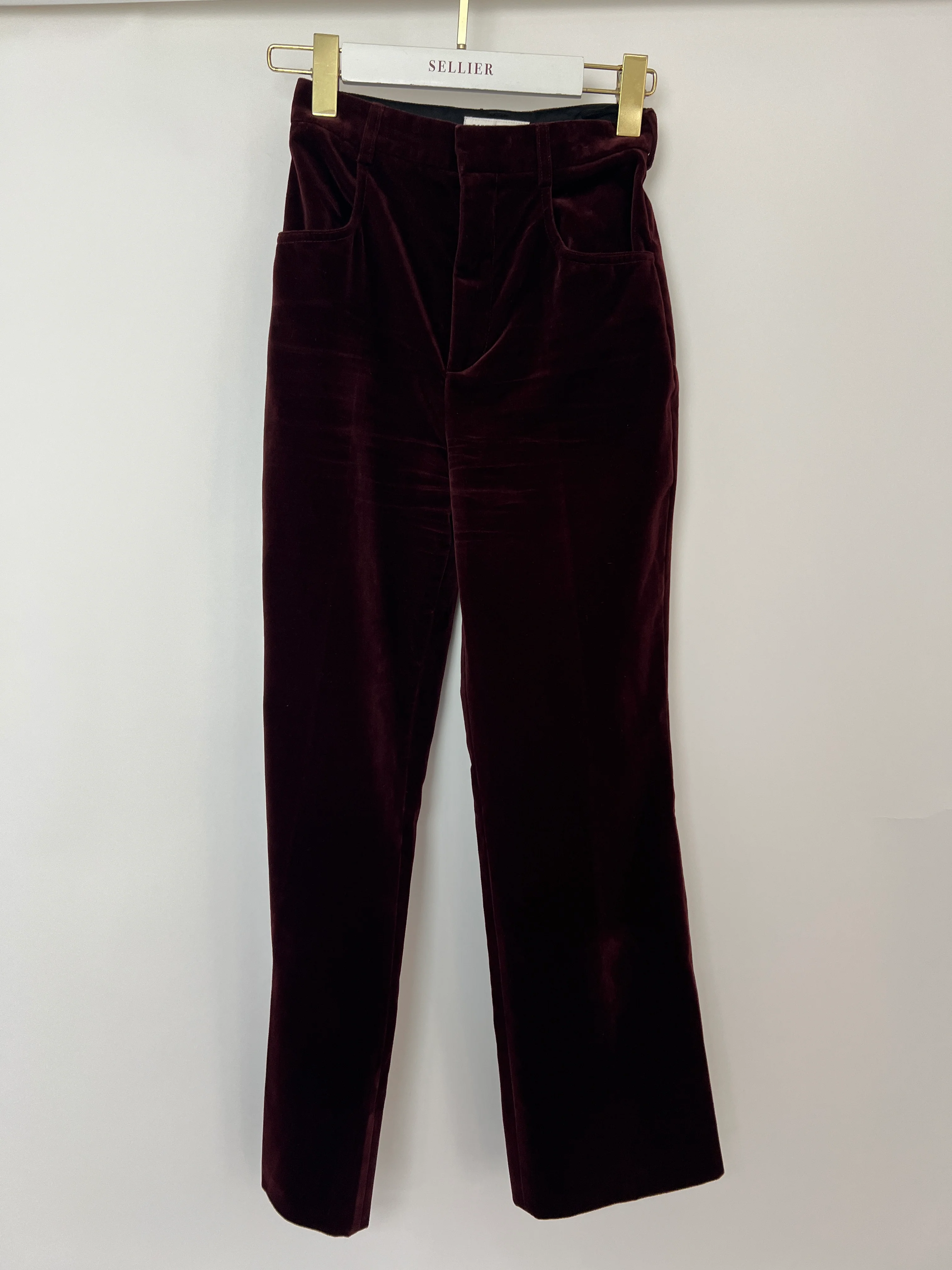 Saint Laurent Burgundy Velvet Blazer and Tailored Trouser Set Size FR 34 (UK 6) - Image 14