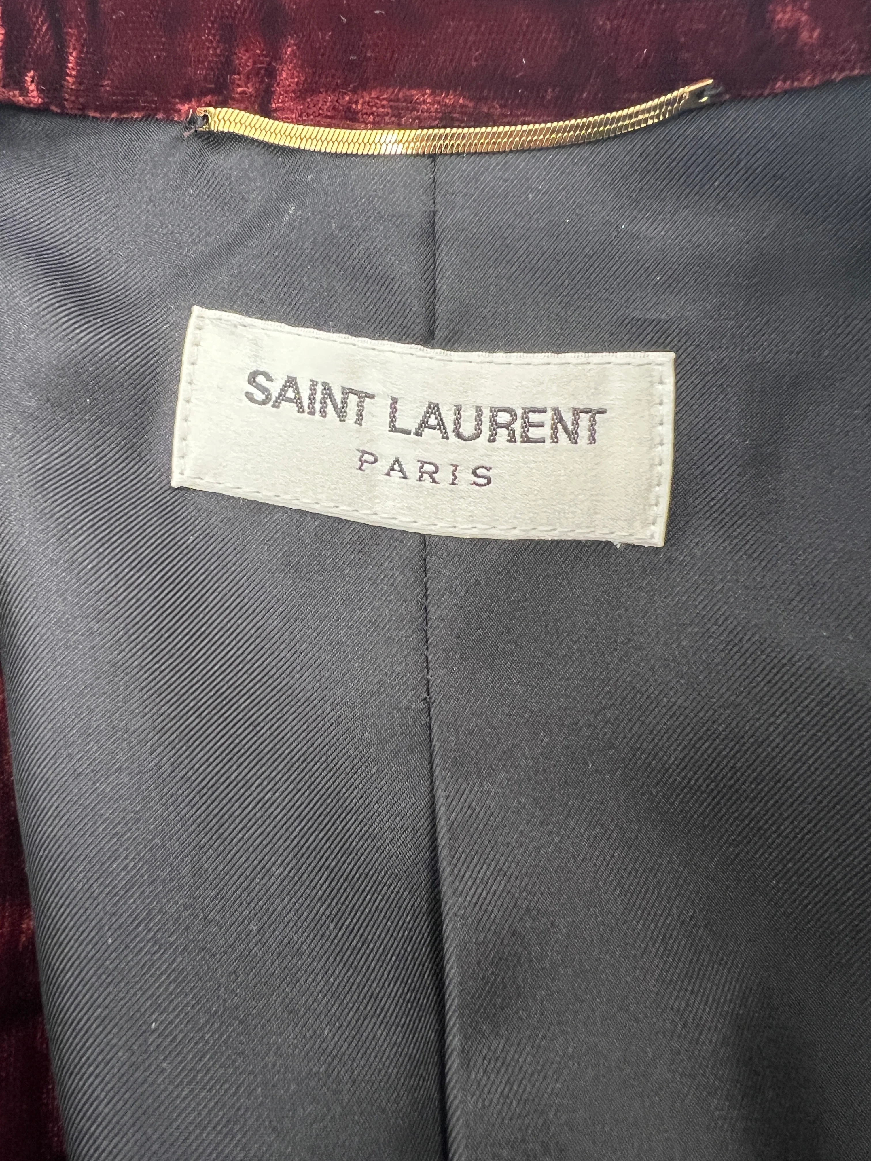 Saint Laurent Burgundy Velvet Blazer and Tailored Trouser Set Size FR 34 (UK 6) - Image 16