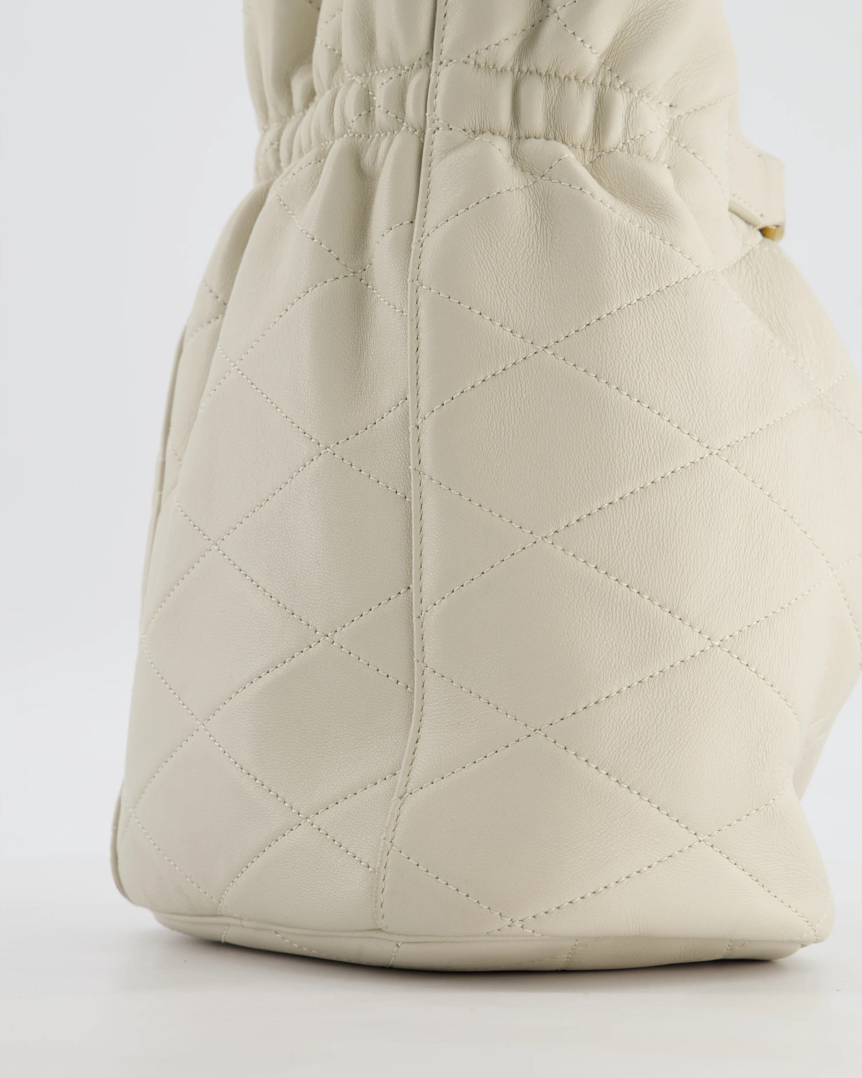 Saint Laurent White Le Maillon Leather Crossbody Bag with Gold Hoop Detail - Image 13